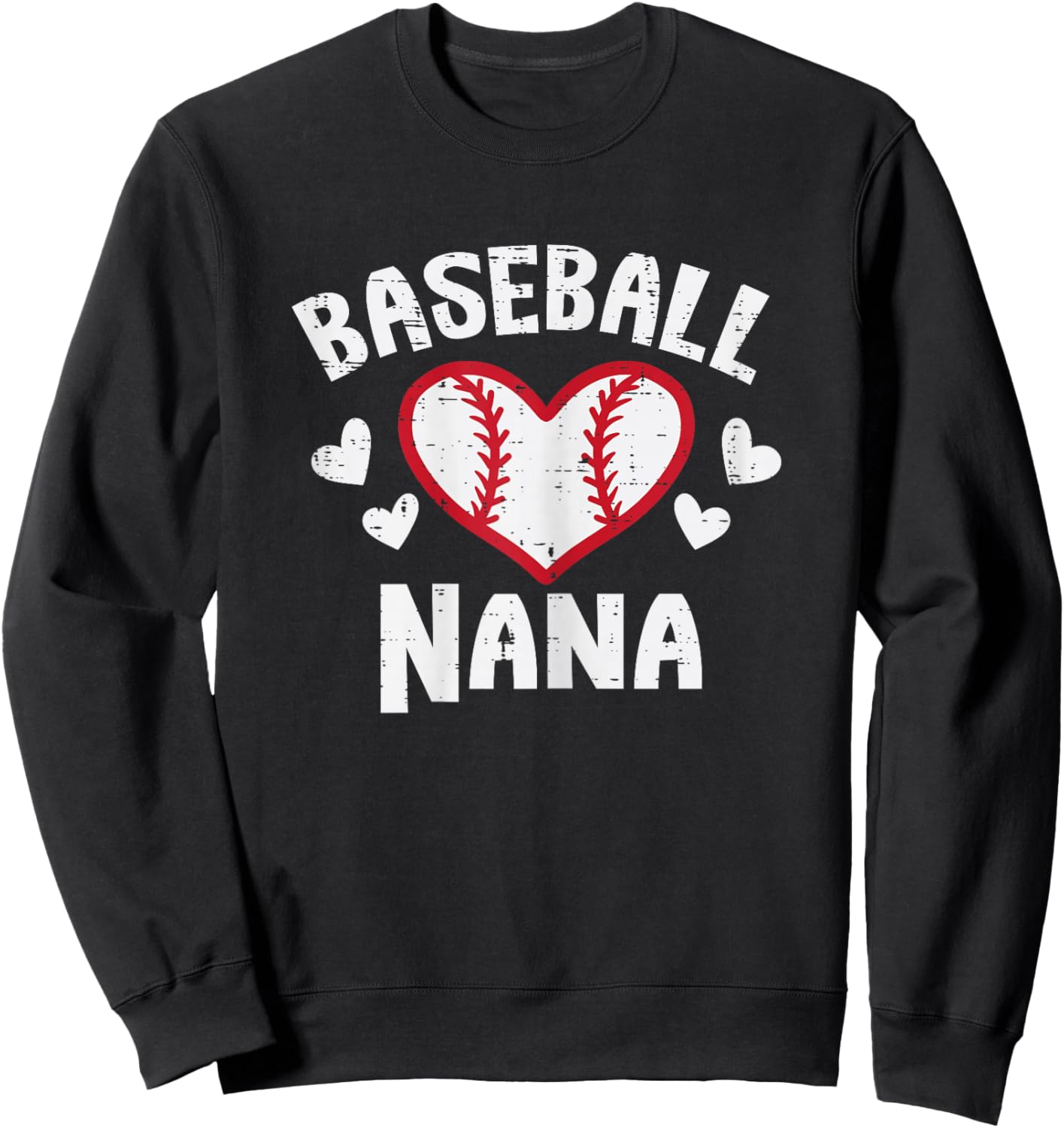 Baseball Nana Heart Family Matching Grandma Mimi Women Sweatshirt - Sweatshirt | Black