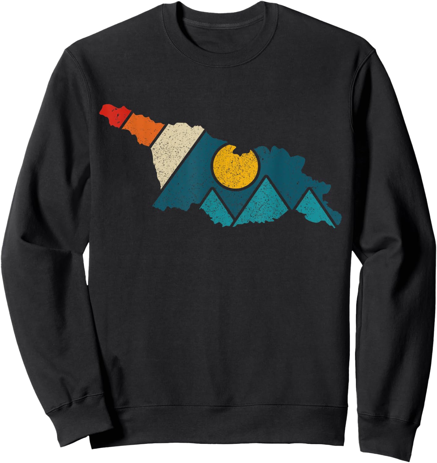 Georgia Vintage State Map Mountains Hiker Camping Pride Gift Sweatshirt - Sweatshirt | Black