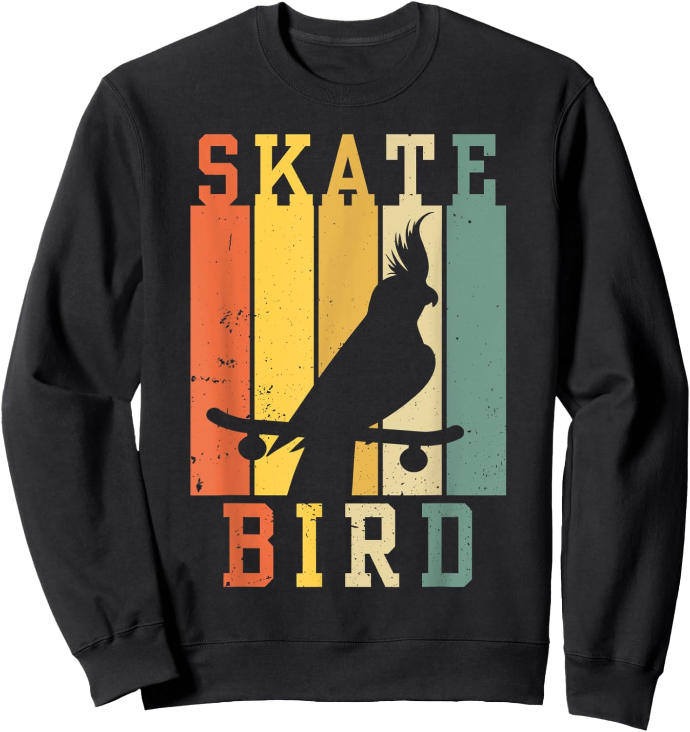 Skatebird Funny Parrot Skating Sweatshirt - Sweatshirt | Black
