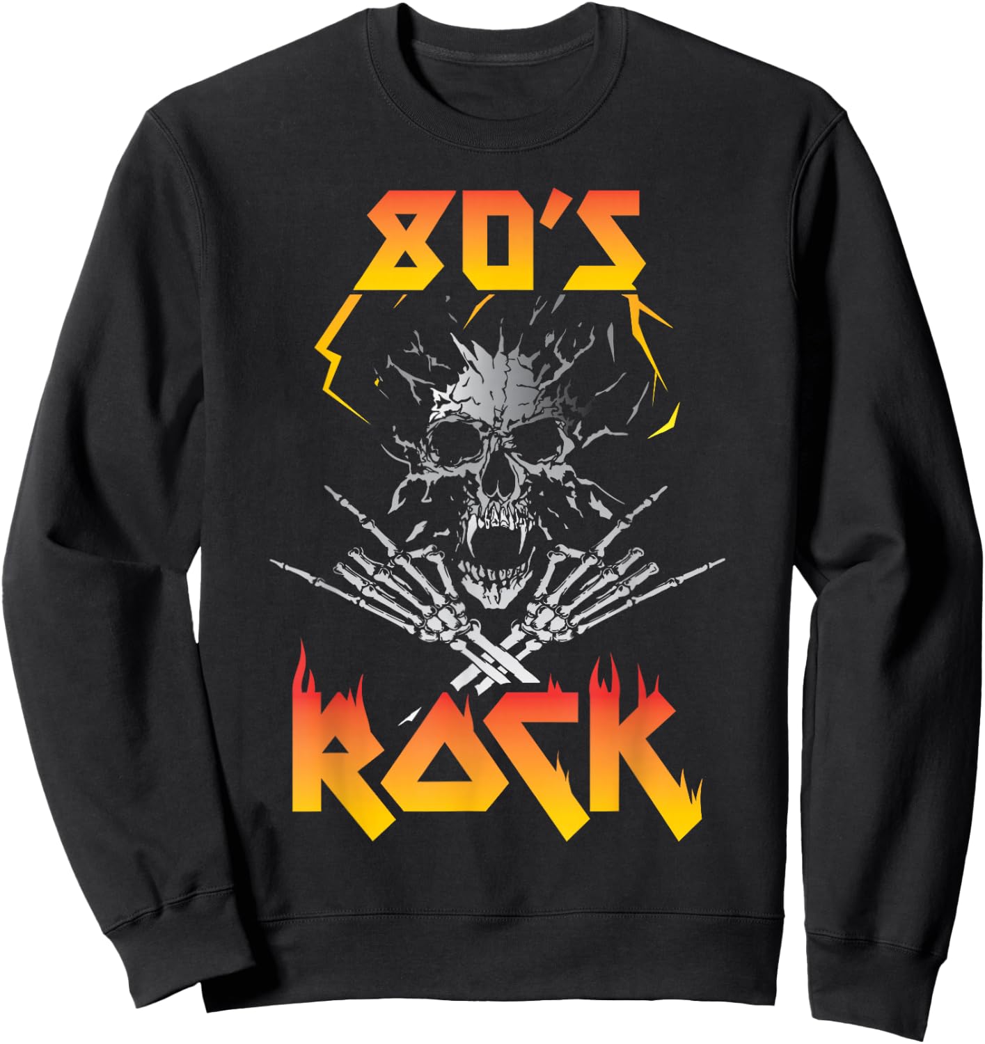Faded 1980s Rock Roll for Eighties Rockers Band Sweatshirt - Sweatshirt | Black
