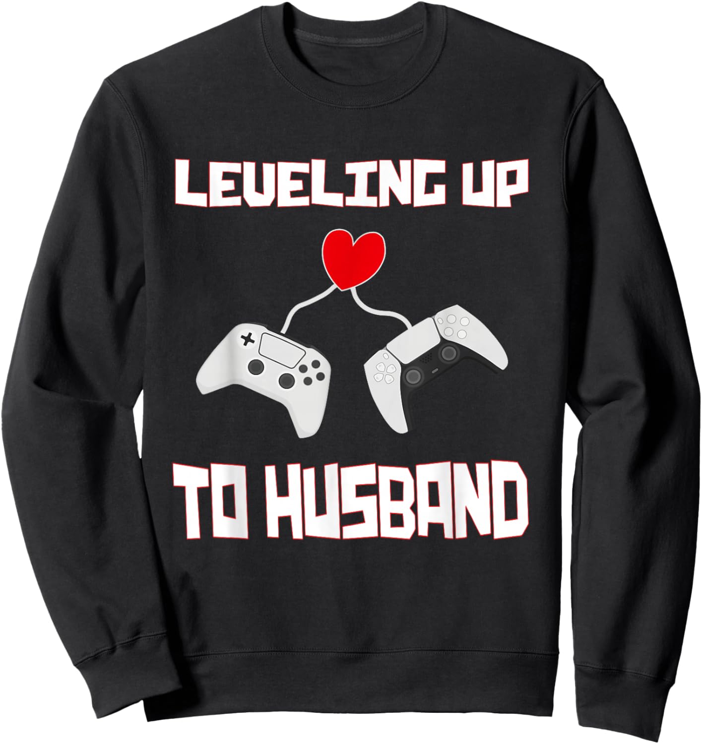Leveling Up to Husband Groom Gamer Husband Marriage Sweatshirt - Sweatshirt | Black