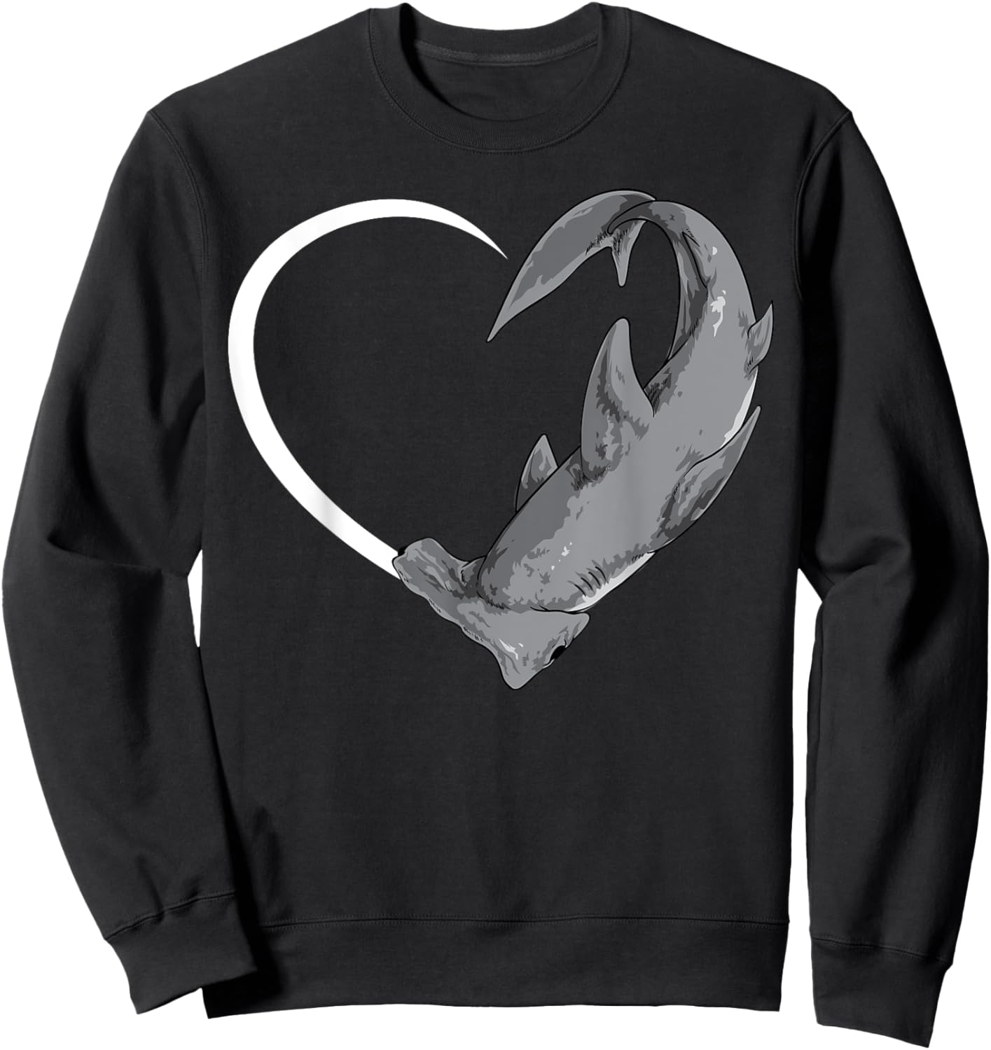 Hammerhead Shark Shirts Girls Kids Heart Cute Sweatshirt - Sweatshirt | Black