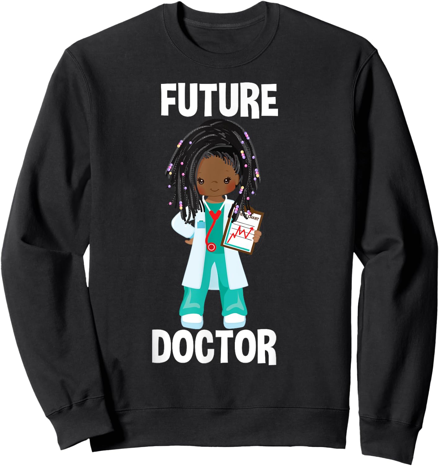 Future Doctor Costume Pretend Play African American Girls Sweatshirt - Sweatshirt | Black