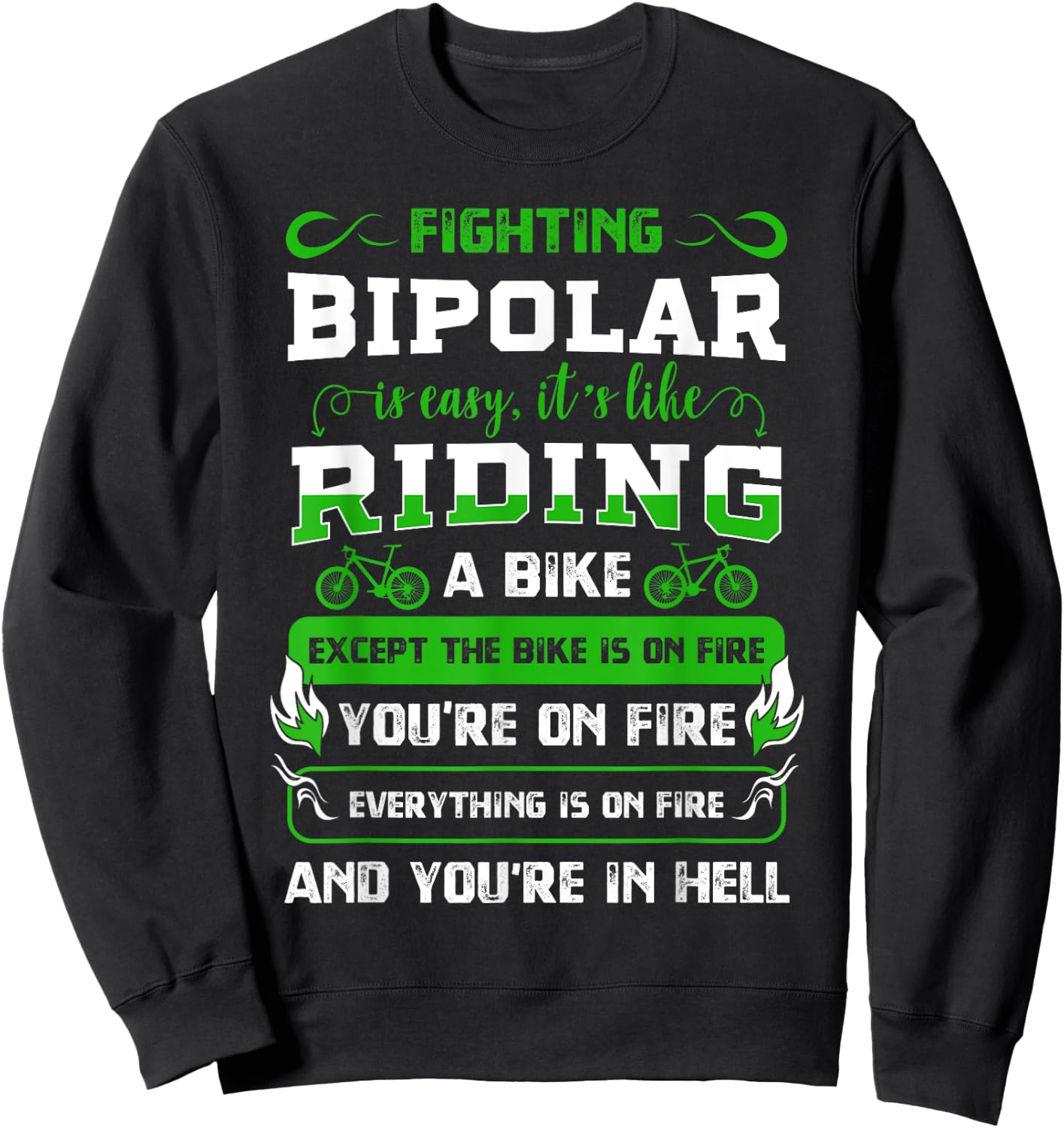 Bipolar Fighter Mania Mental Disorder Anxiety Psychosis Sweatshirt - Sweatshirt | Black