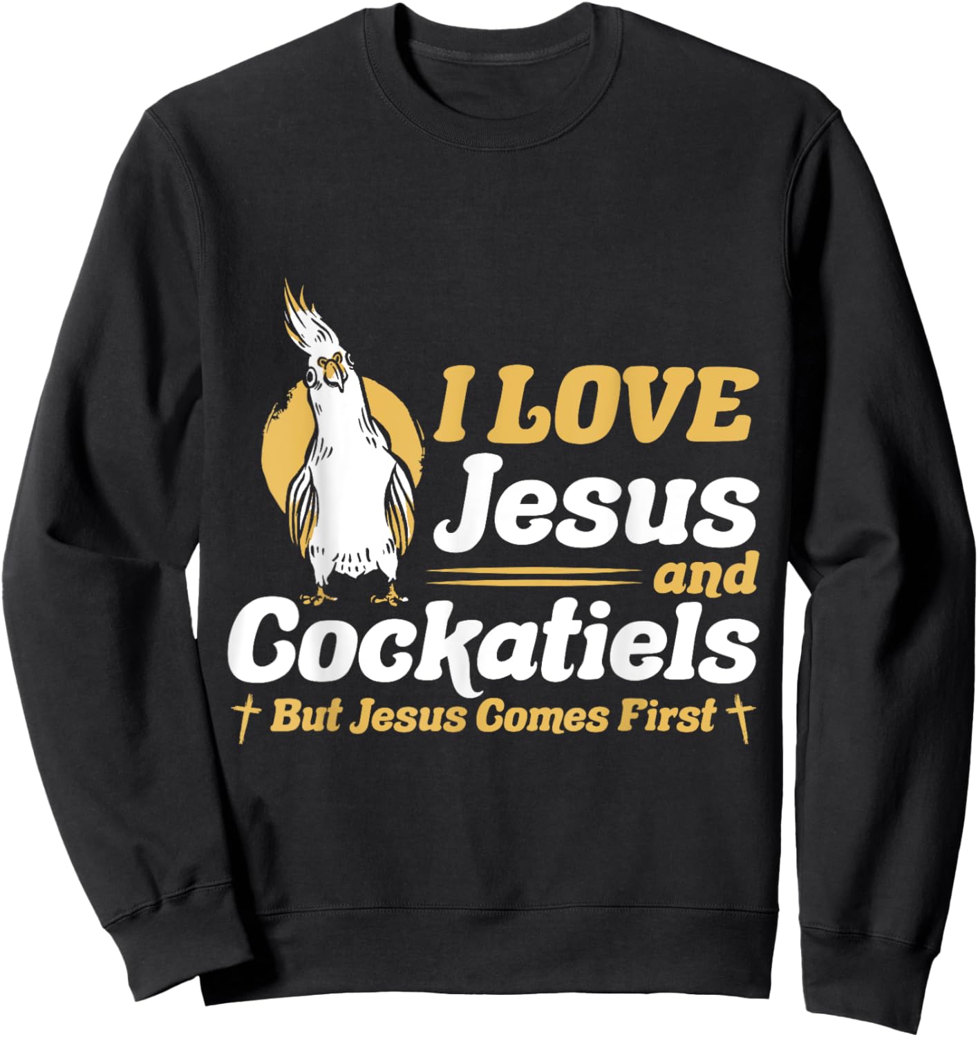 Cockatiels Lover Christian Religion Faith Jesus Catholic Sweatshirt - Sweatshirt | Black