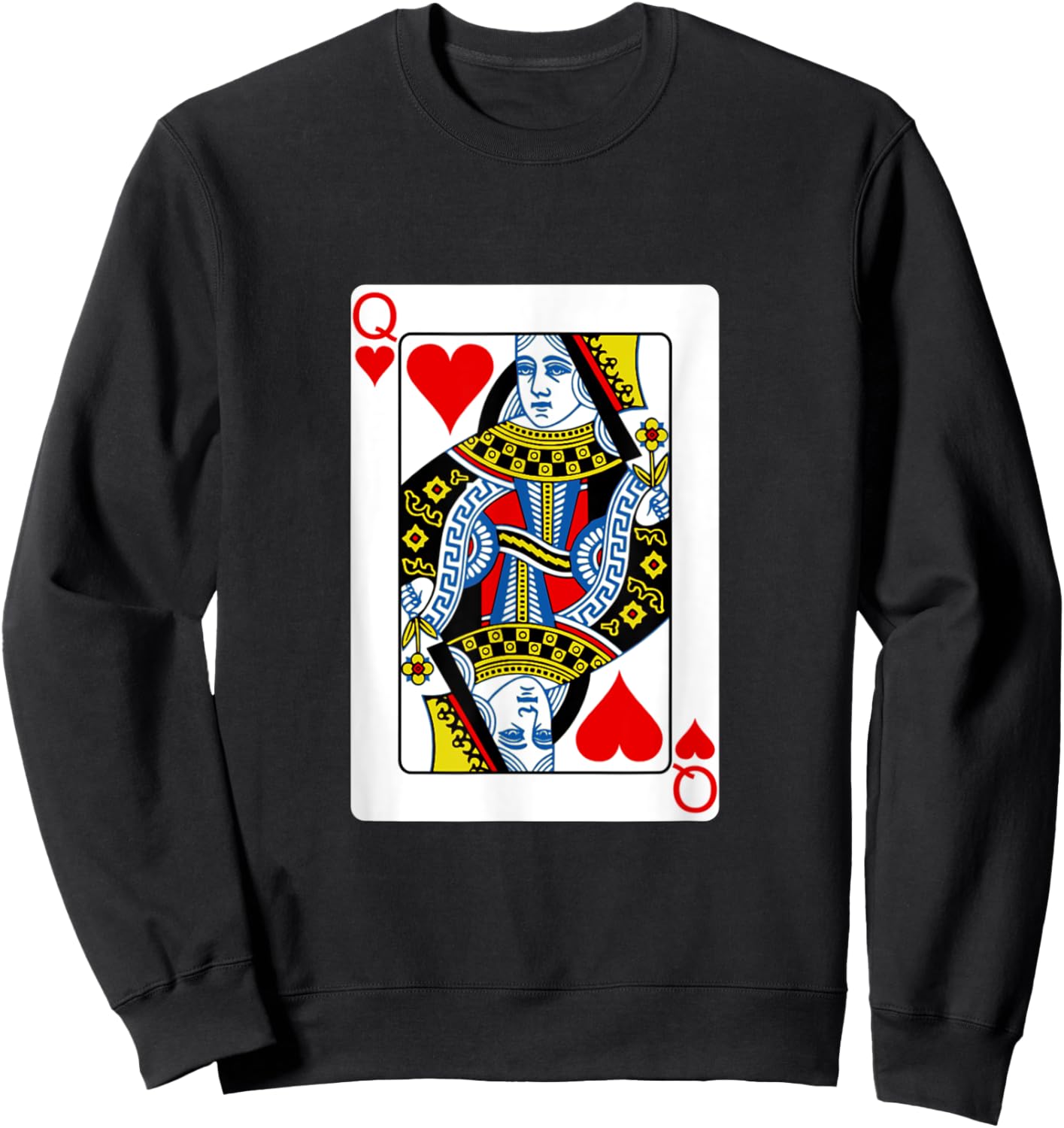 funny halloween shirt 2025 Queen Playing Card Costume fun Sweatshirt - Sweatshirt | Black