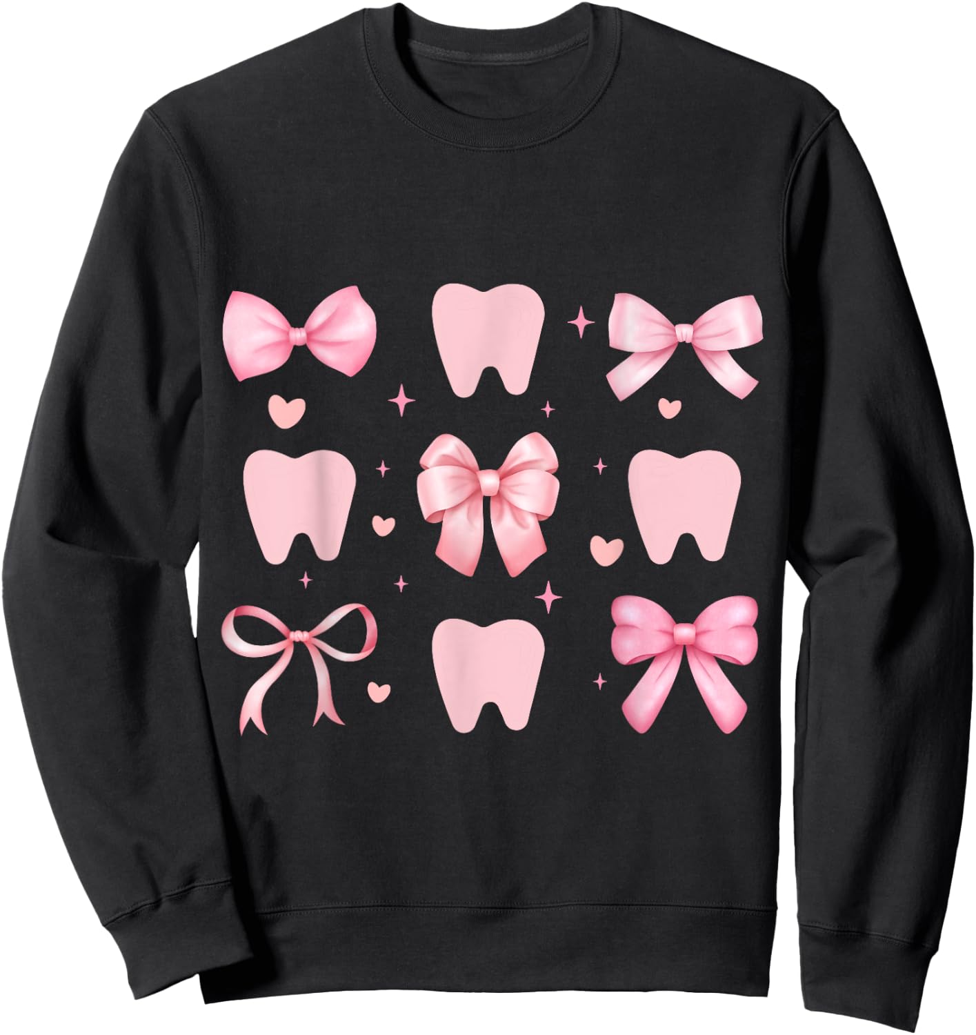 Cute Tooth Dental Assistant Coquette Bow Hygiene Oral RDH Sweatshirt - Sweatshirt | Black