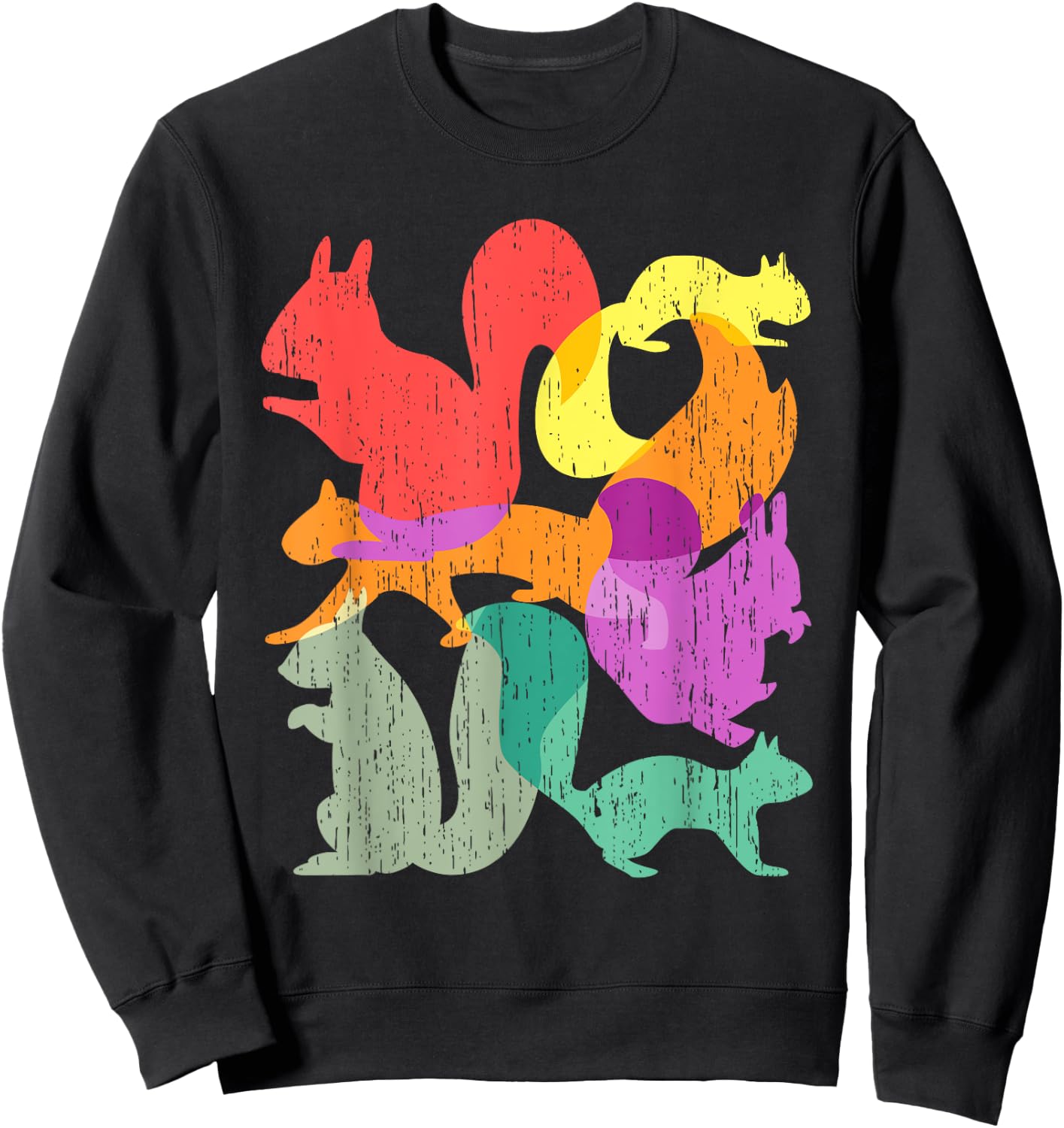 Vintage Squirrels Funny Forest Animal Rodent Lovers Outfit Sweatshirt - Sweatshirt | Black