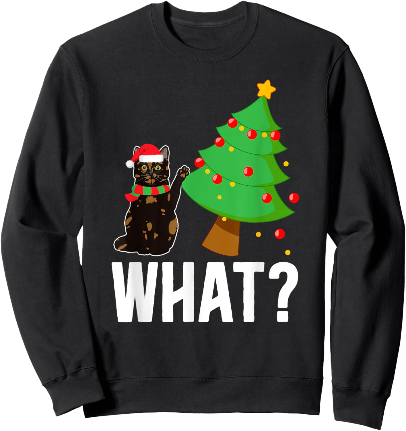 Xmas Tortie Cat Christmas Funny -Kids Tortoiseshell Cat Xmas Party Sweatshirt - Sweatshirt | Black