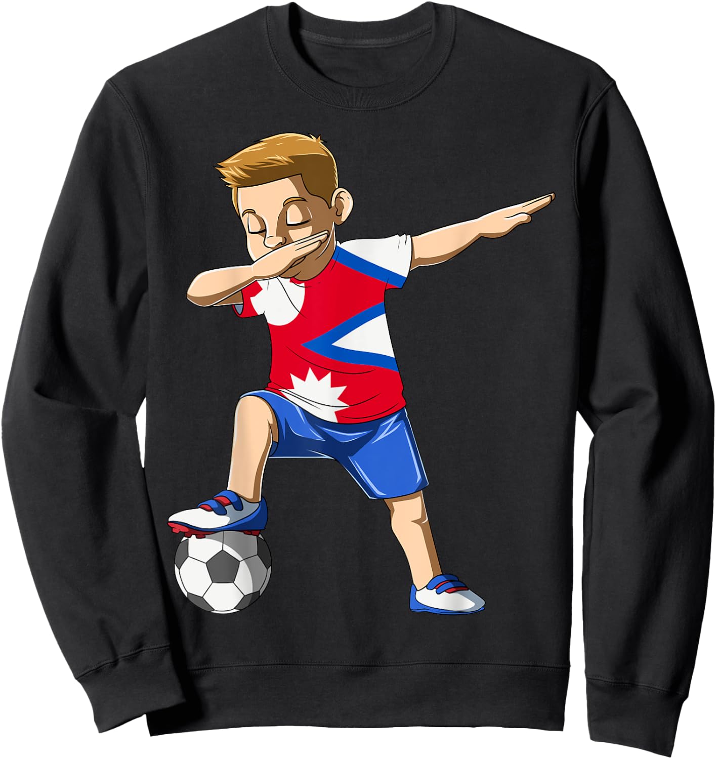Dabbing Soccer Boy Nepal Jersey Nepalese Sweatshirt - Sweatshirt | Black