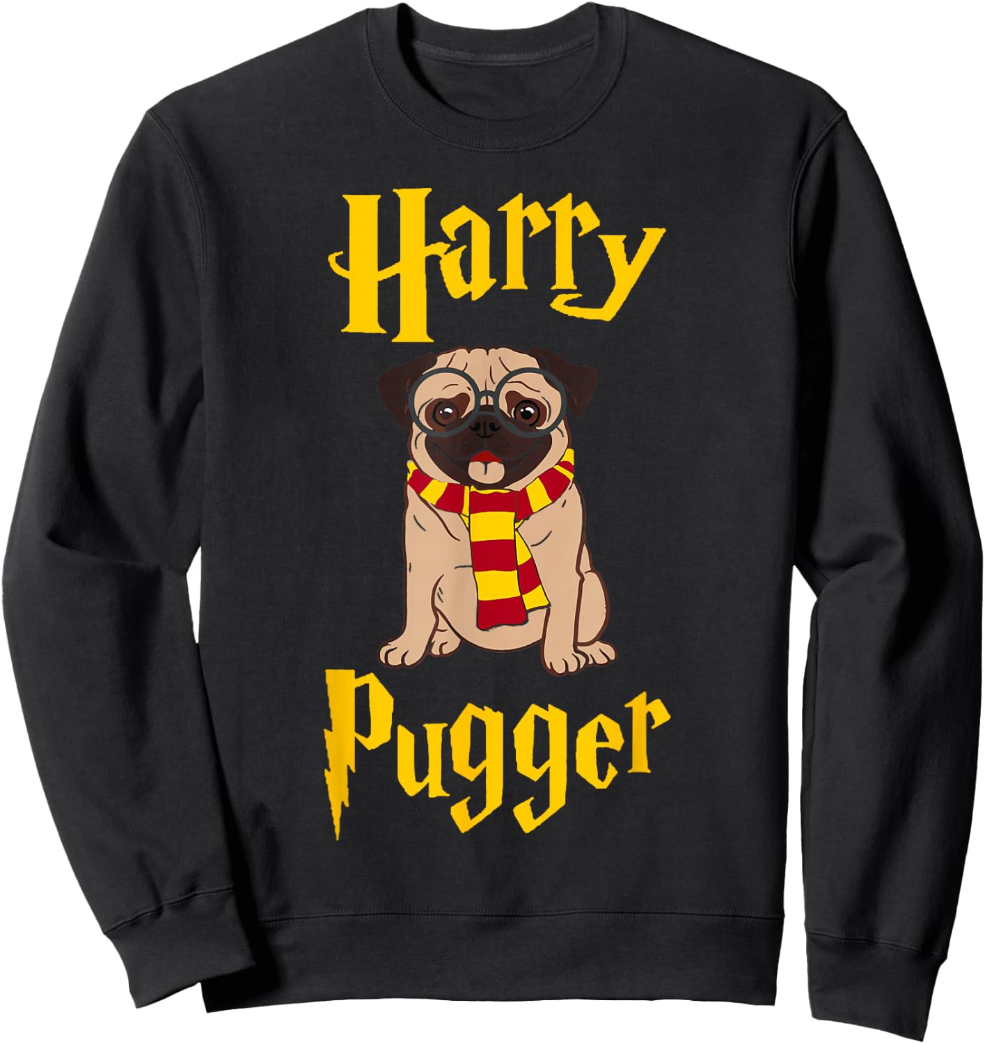 Lovely Harry Pugger, Pug Sweatshirt - Sweatshirt | Black