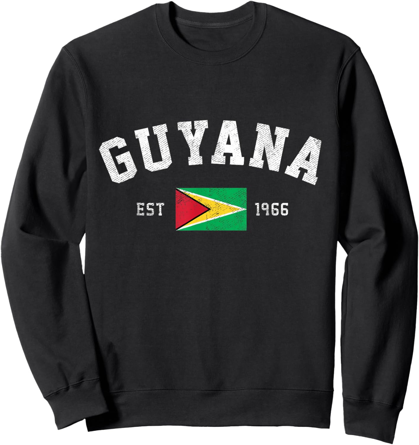 Guyana Est. 1966 Guyanese Flag Independence Day Sweatshirt - Sweatshirt | Black