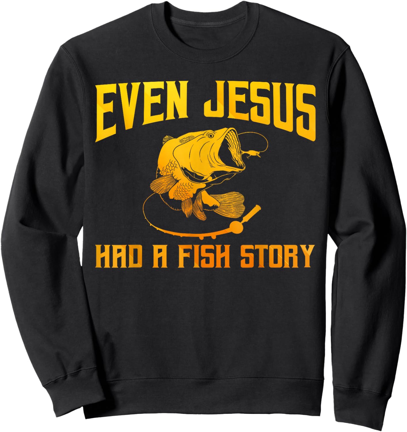 Funny Jesus Fish Art Women Fisherman Fisher Fishing Sweatshirt - Sweatshirt | Black
