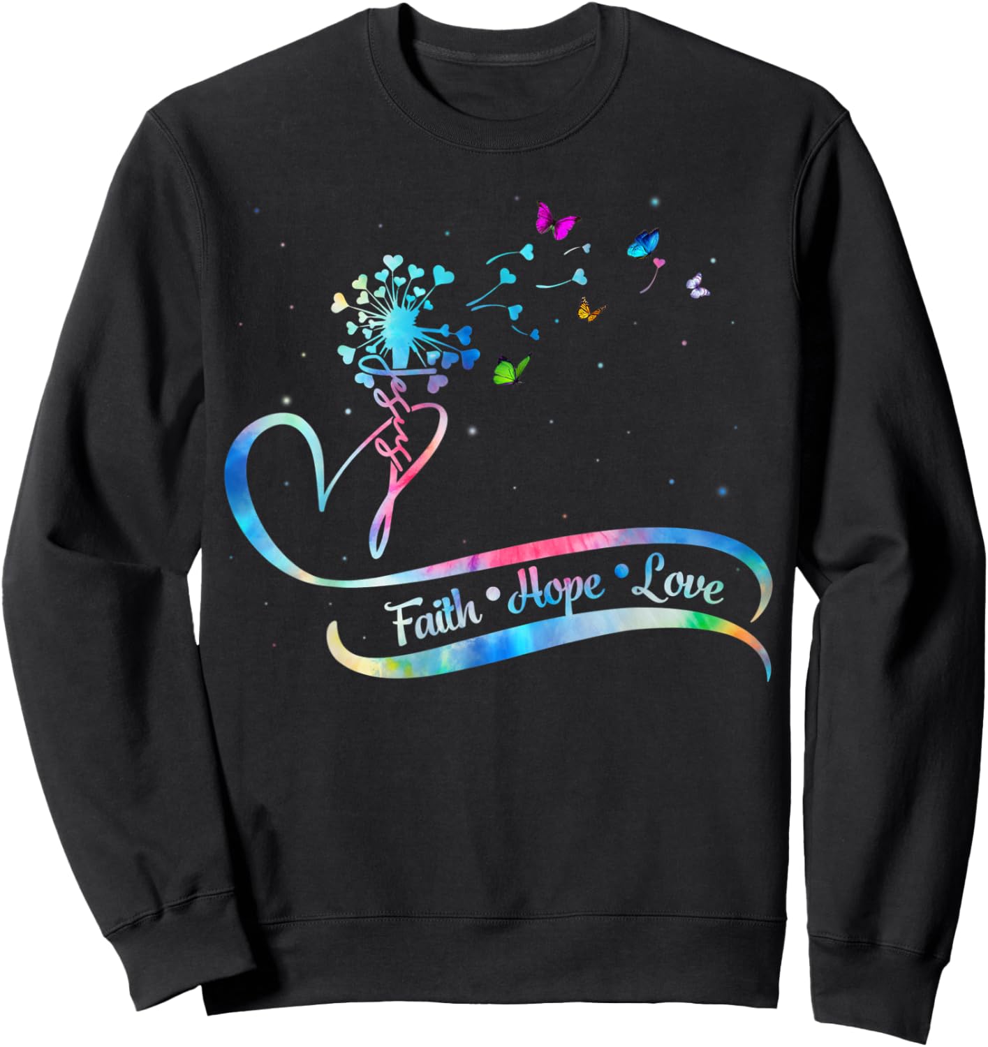 Women Trendy Religious Faith Hope Love Christian Jesus Gifts Sweatshirt - Sweatshirt | Black