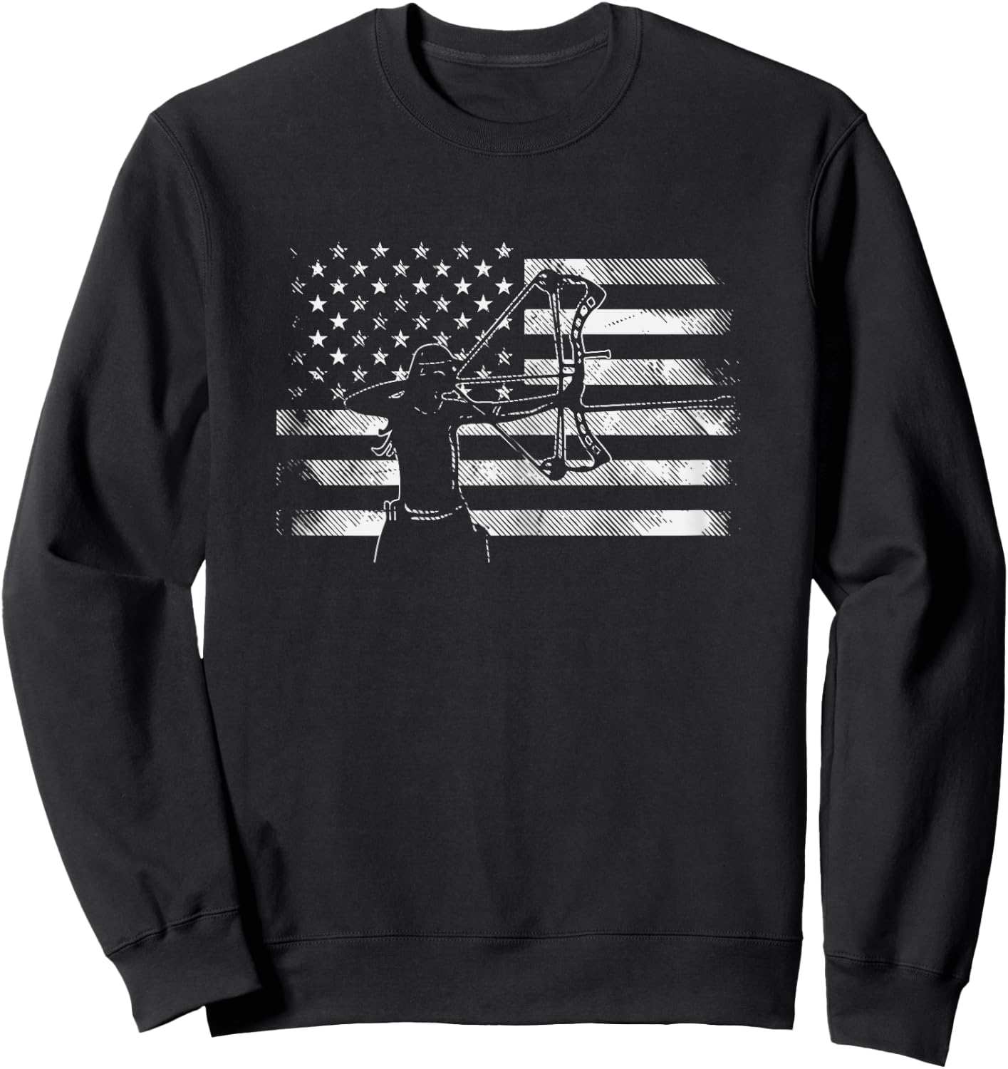 American Flag Archer Girl Archery Bow Hunting USA Women Gift Sweatshirt - Sweatshirt | Black