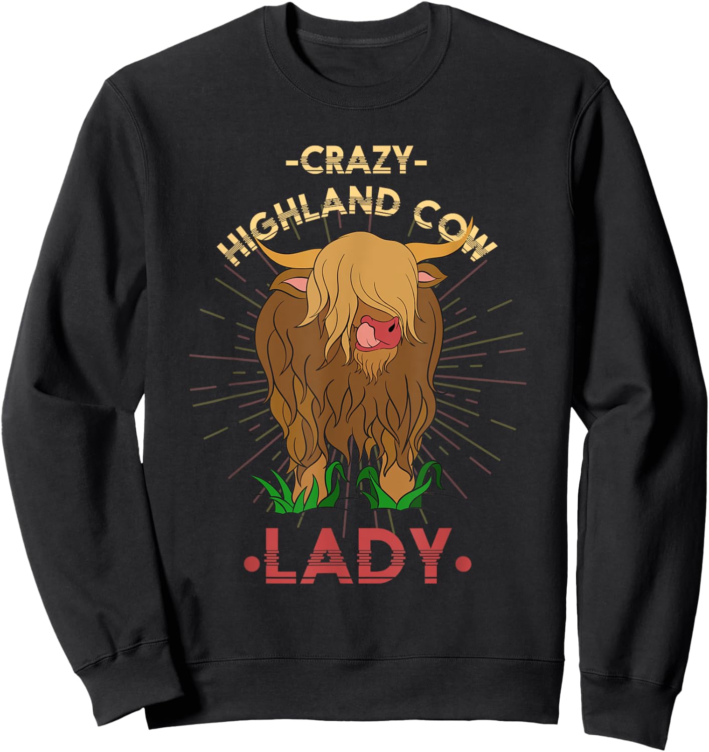Crazy Highland Cow Lady Funny Farmer Women Highland Cow Sweatshirt - Sweatshirt | Black