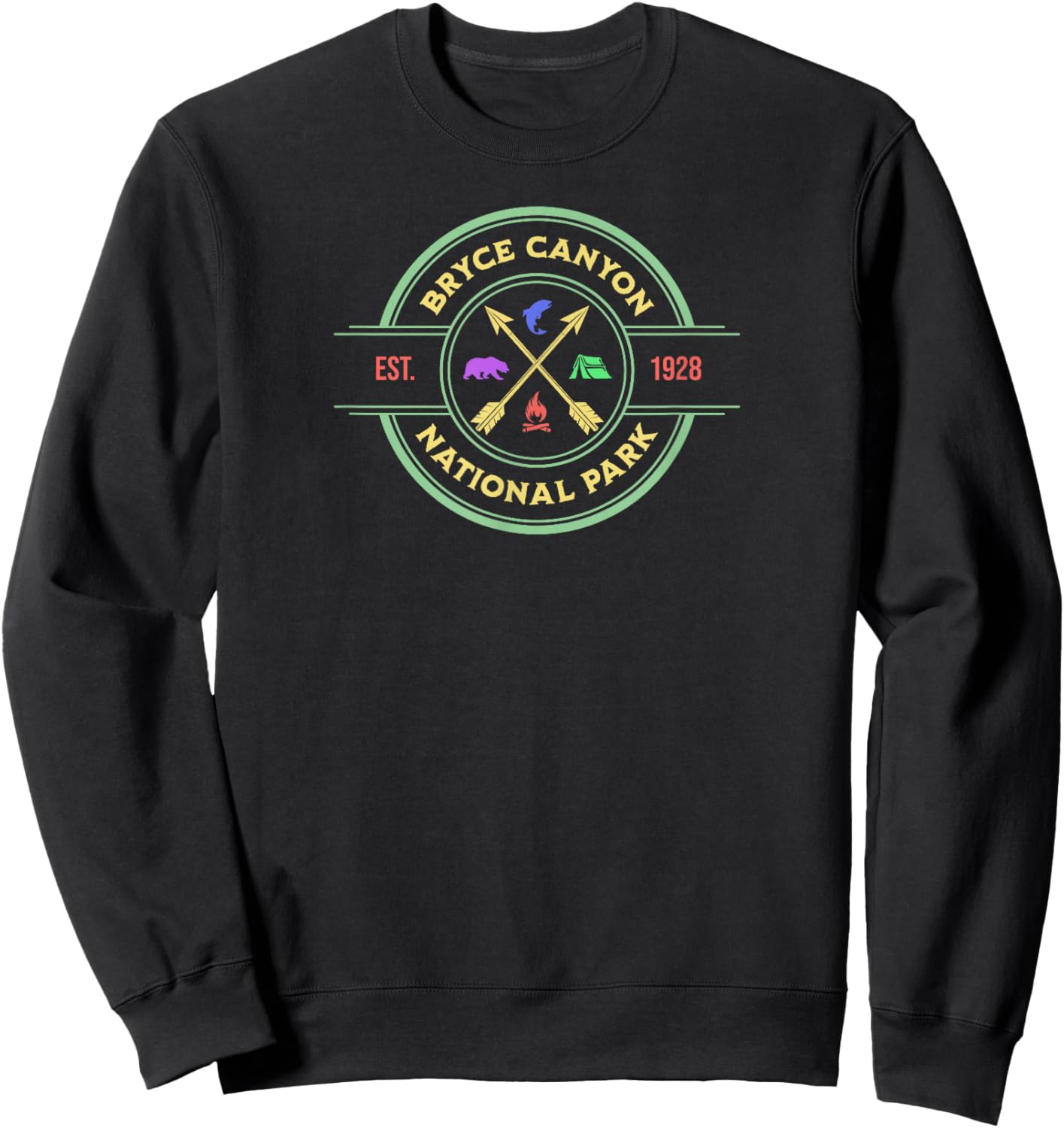 Bryce Canyon National Park Rustic Style Logo Camping Hiking Sweatshirt - Sweatshirt | Black