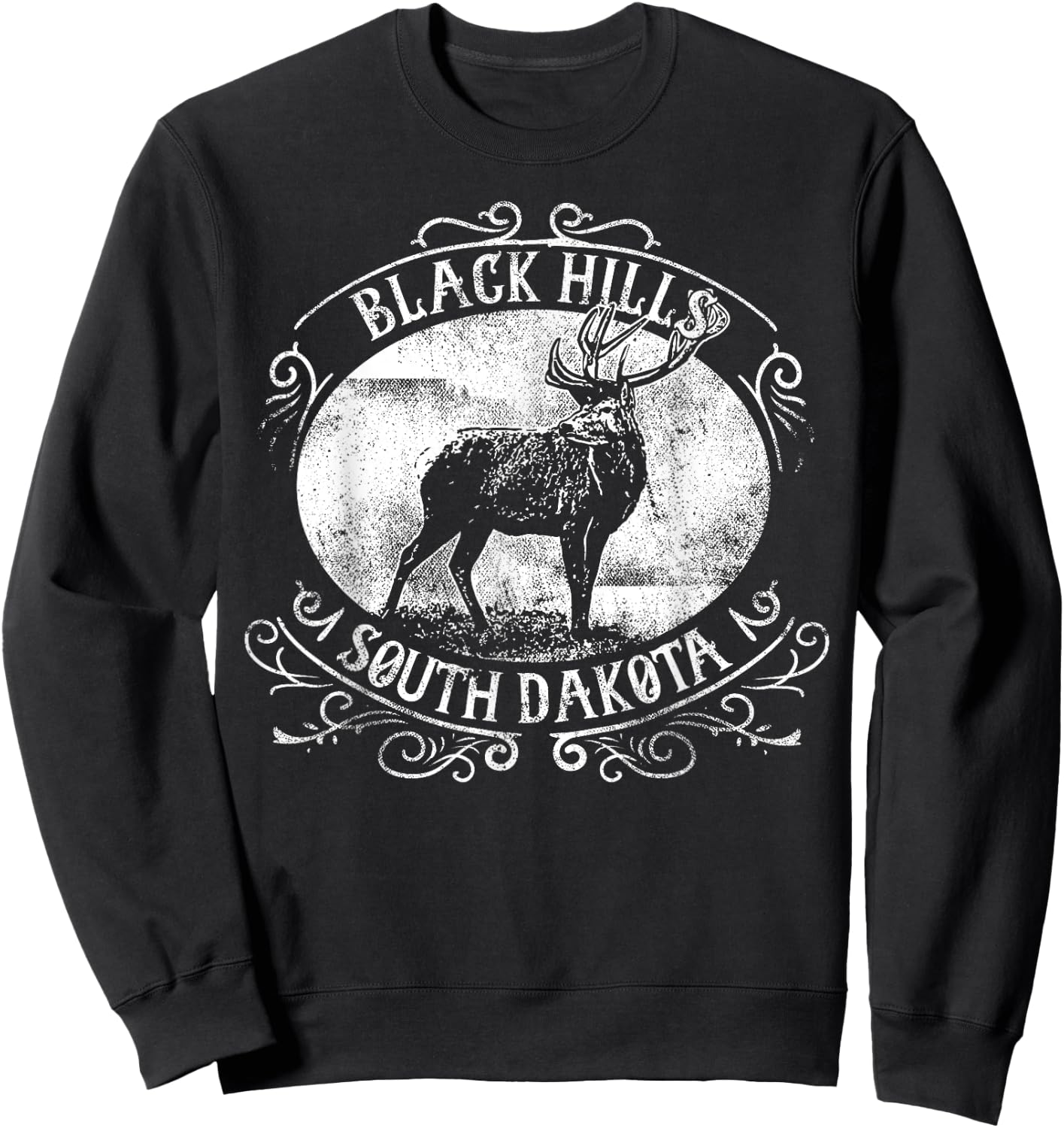 Black Hills South Dakota Deer Sweatshirt - Sweatshirt | Black