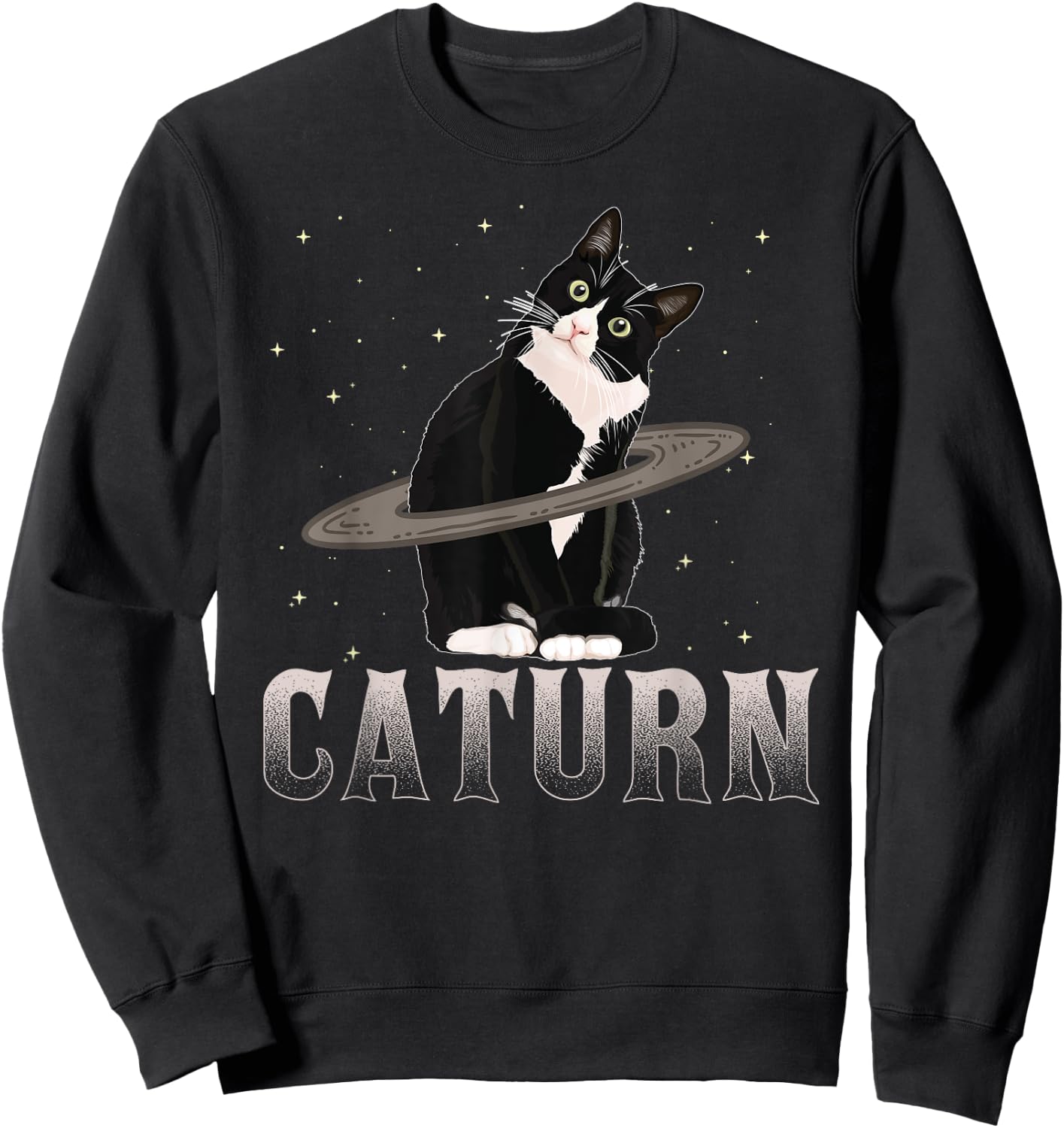 Caturn Cat Mom Cat Dad Space Cat Shirt Women Kids Sweatshirt - Sweatshirt | Black