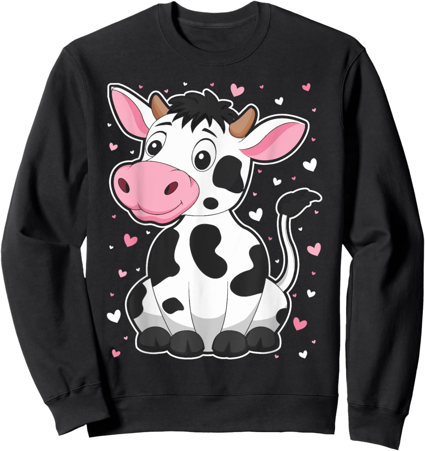 Cute Cow Print Kawaii Cow Lover Women Girls Kids Toddlers Sweatshirt - Sweatshirt | Black