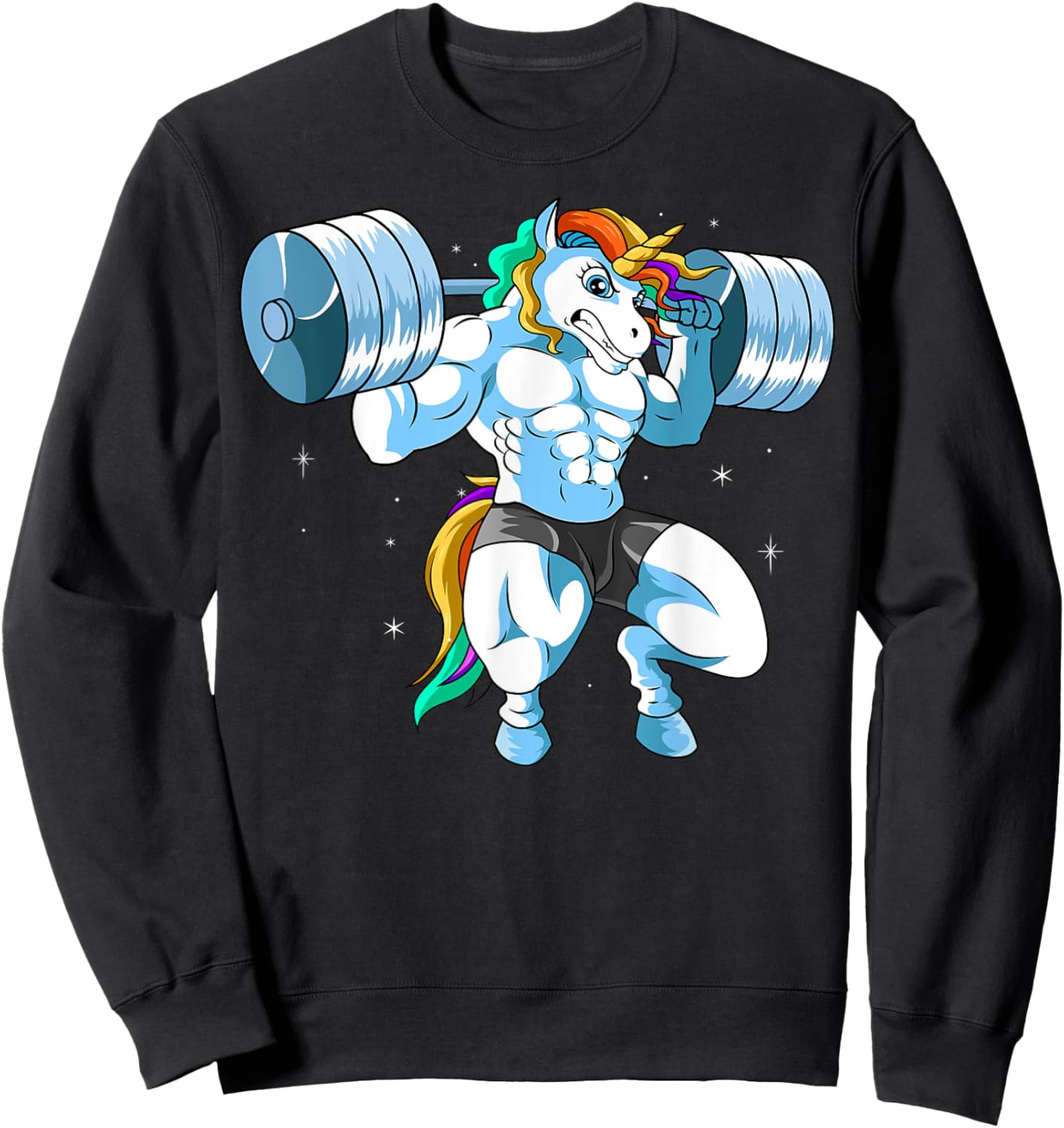 Weightlifing Barbell - Funny Unicorn Weightlifter Sweatshirt - Sweatshirt | Black