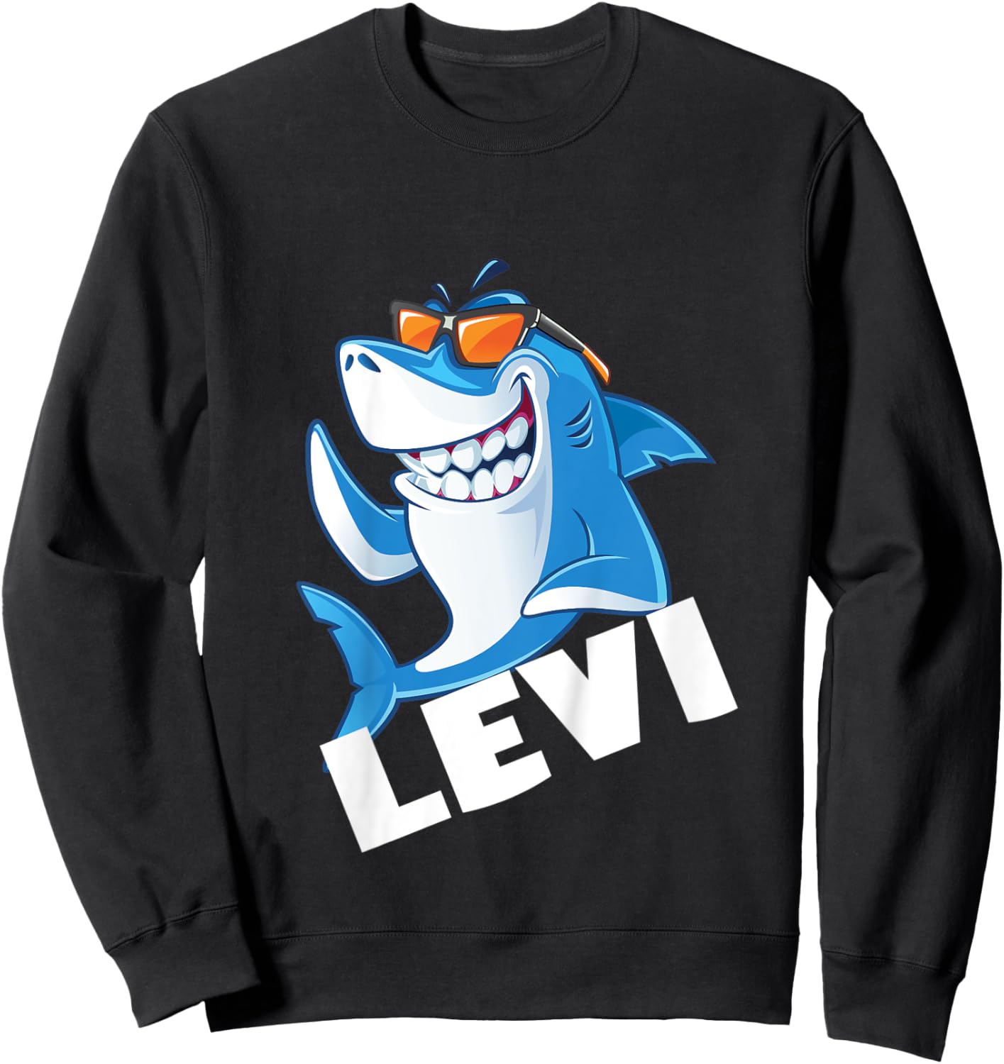 Kids Shark Name Levi Gift Boys Sweatshirt - Sweatshirt | Black