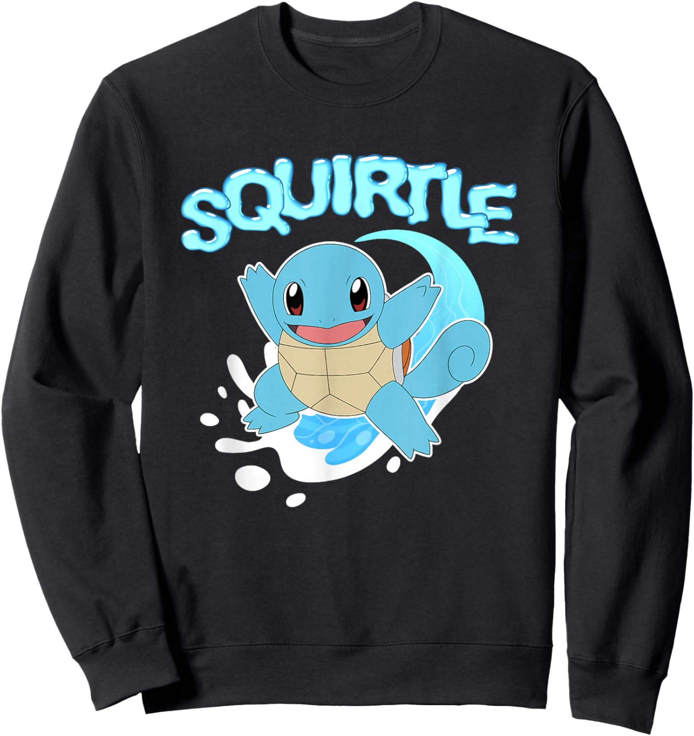 Pokémon Squirtle Riding A Wave Cute Shot Sweatshirt - Sweatshirt | Black