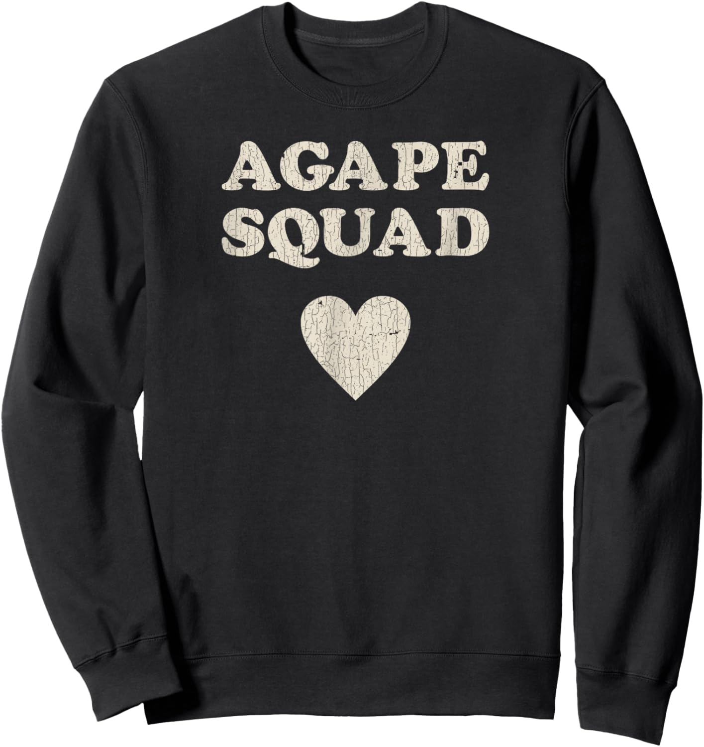 Vintage Retro Proud Christian in Jesus - Agape Squad Sweatshirt - Sweatshirt | Black