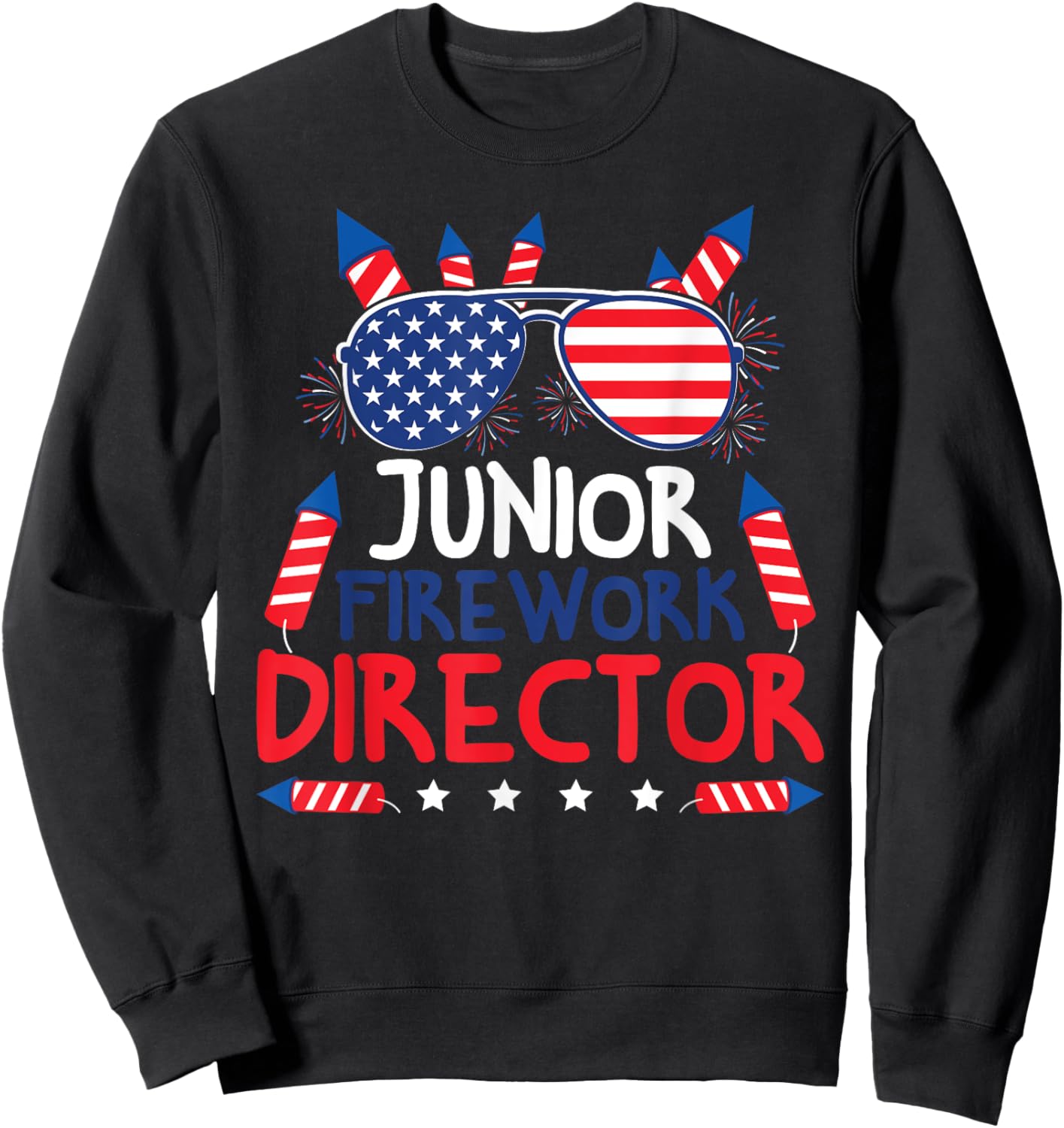 4th Of July Kids Junior Firework Director American Sweatshirt - Sweatshirt | Black