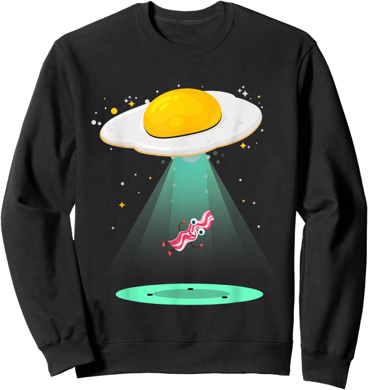 Funny Sunnyside Up Egg UFO Abduction Breakfast Bacon Lover Sweatshirt - Sweatshirt | Black