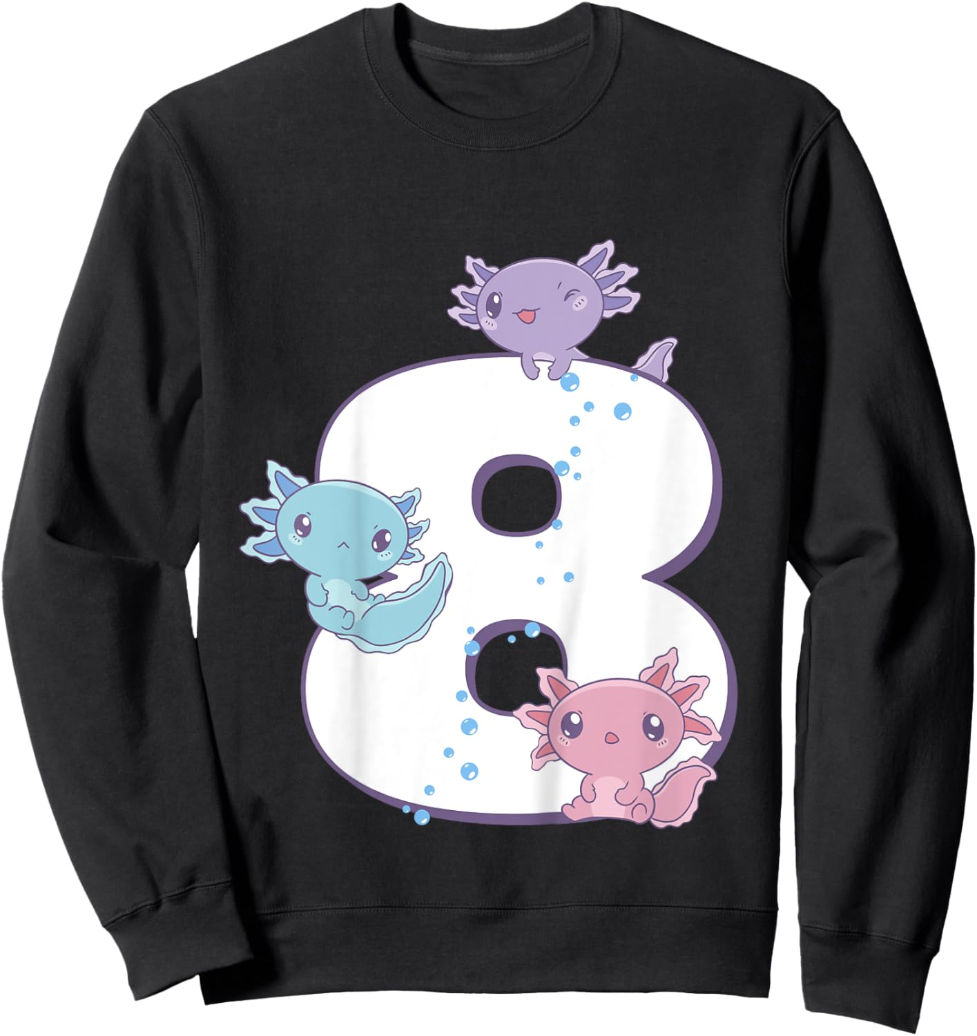Axolotl 8th Birthday - I'm 8 Daughter Girl's Birthday Party Sweatshirt - Sweatshirt | Black
