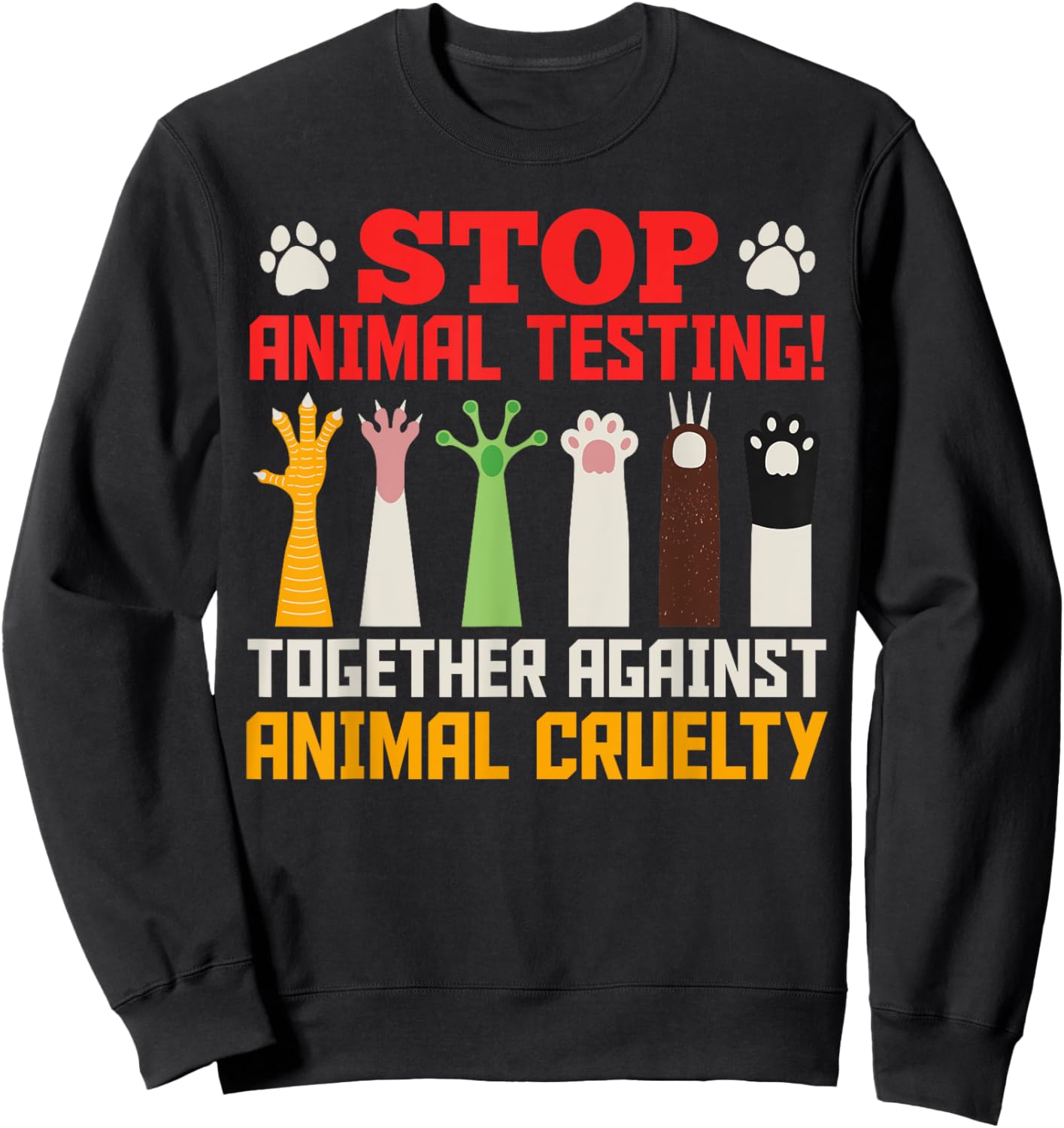 Tierwohl STOP ANIMAL TESTING TOGETHER AGAINST Animal Welfare Sweatshirt - Sweatshirt | Black