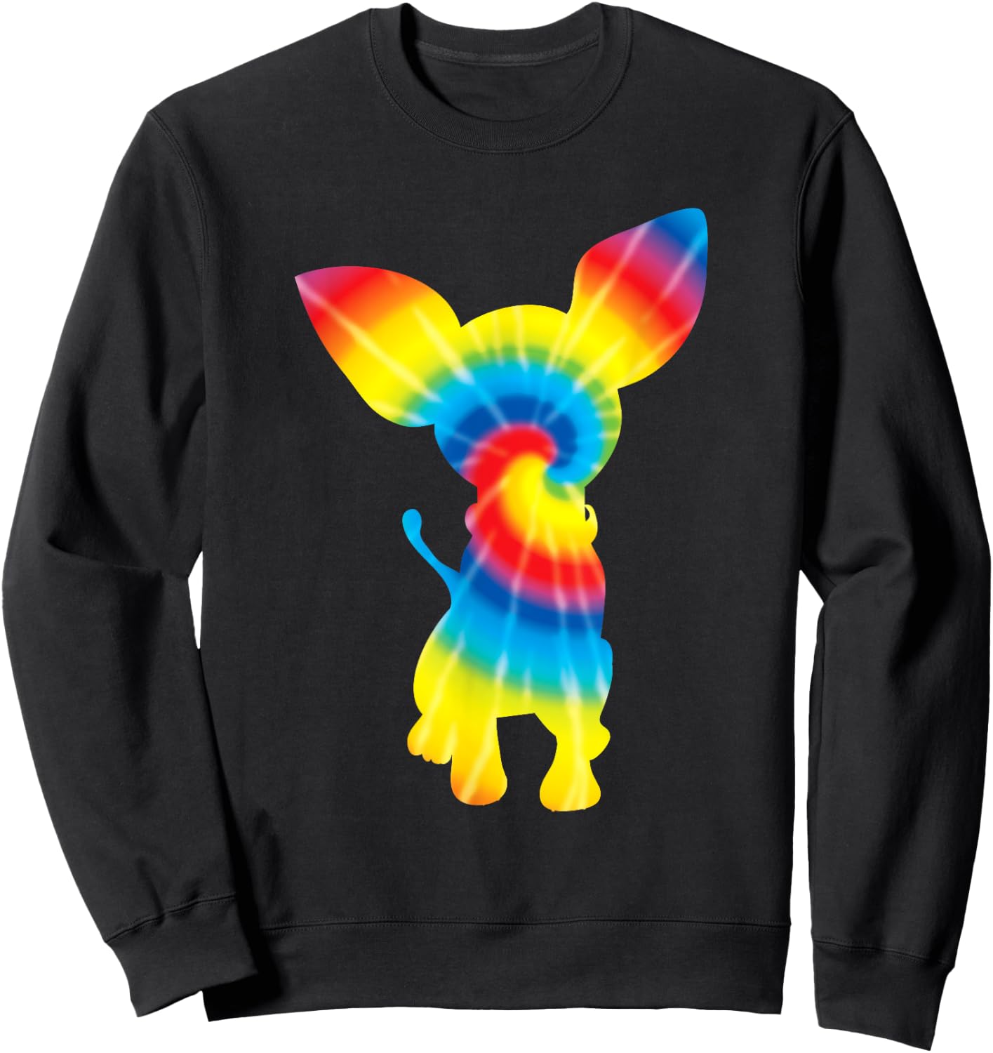 Tie Dye Chihuahua Rainbow Print Dog Pup Hippie Peace Gift Women Girls Kids Sweatshirt - Sweatshirt | Black