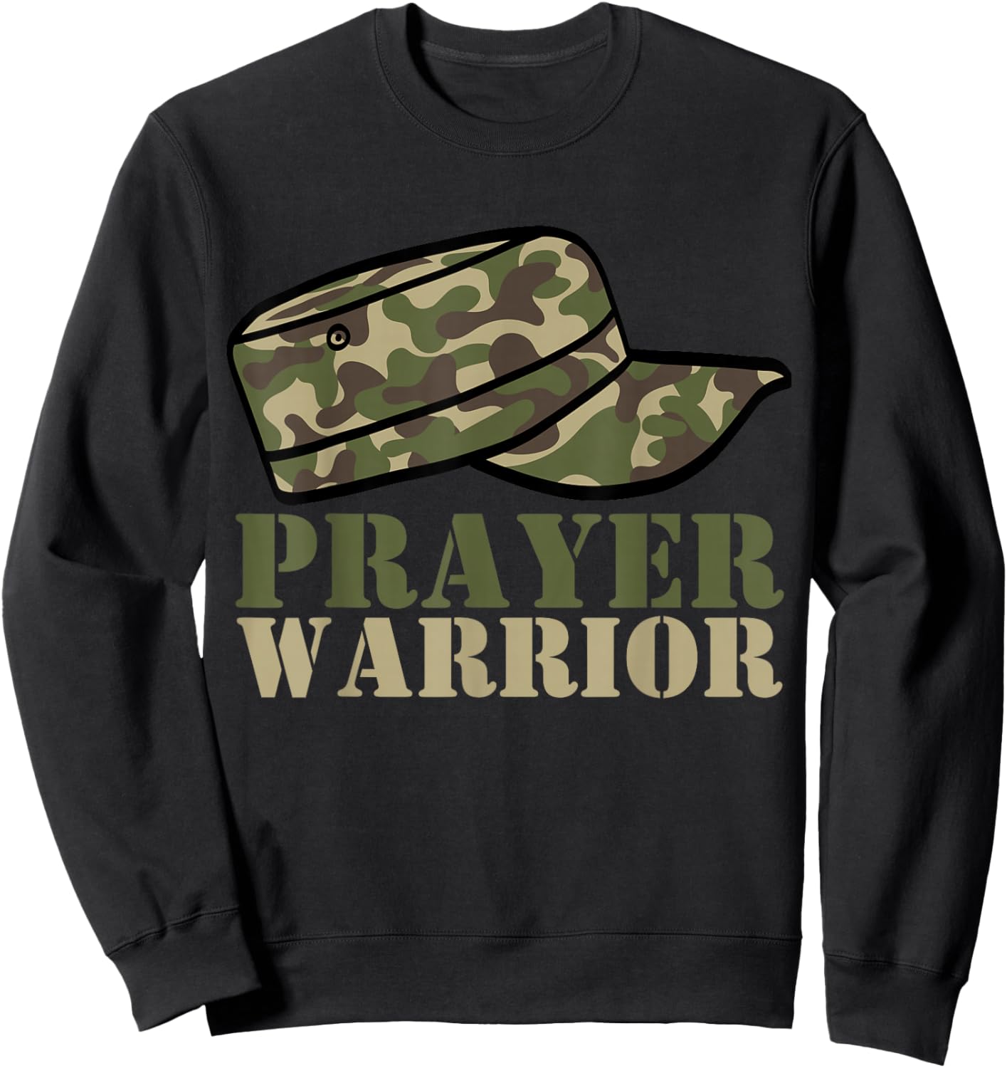 Prayer Warrior Camo God Jesus Christian Camouflage Hunting Sweatshirt - Sweatshirt | Black