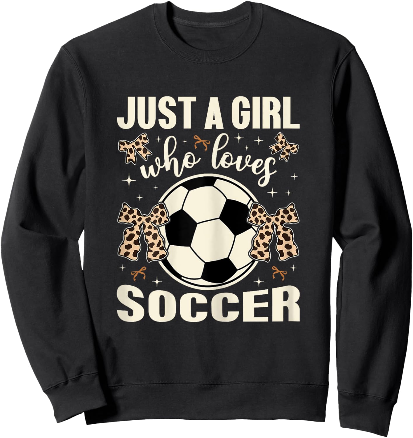 Just A Girl Who Loves Soccer Cheetah Print Kids Girls Soccer Sweatshirt - Sweatshirt | Black