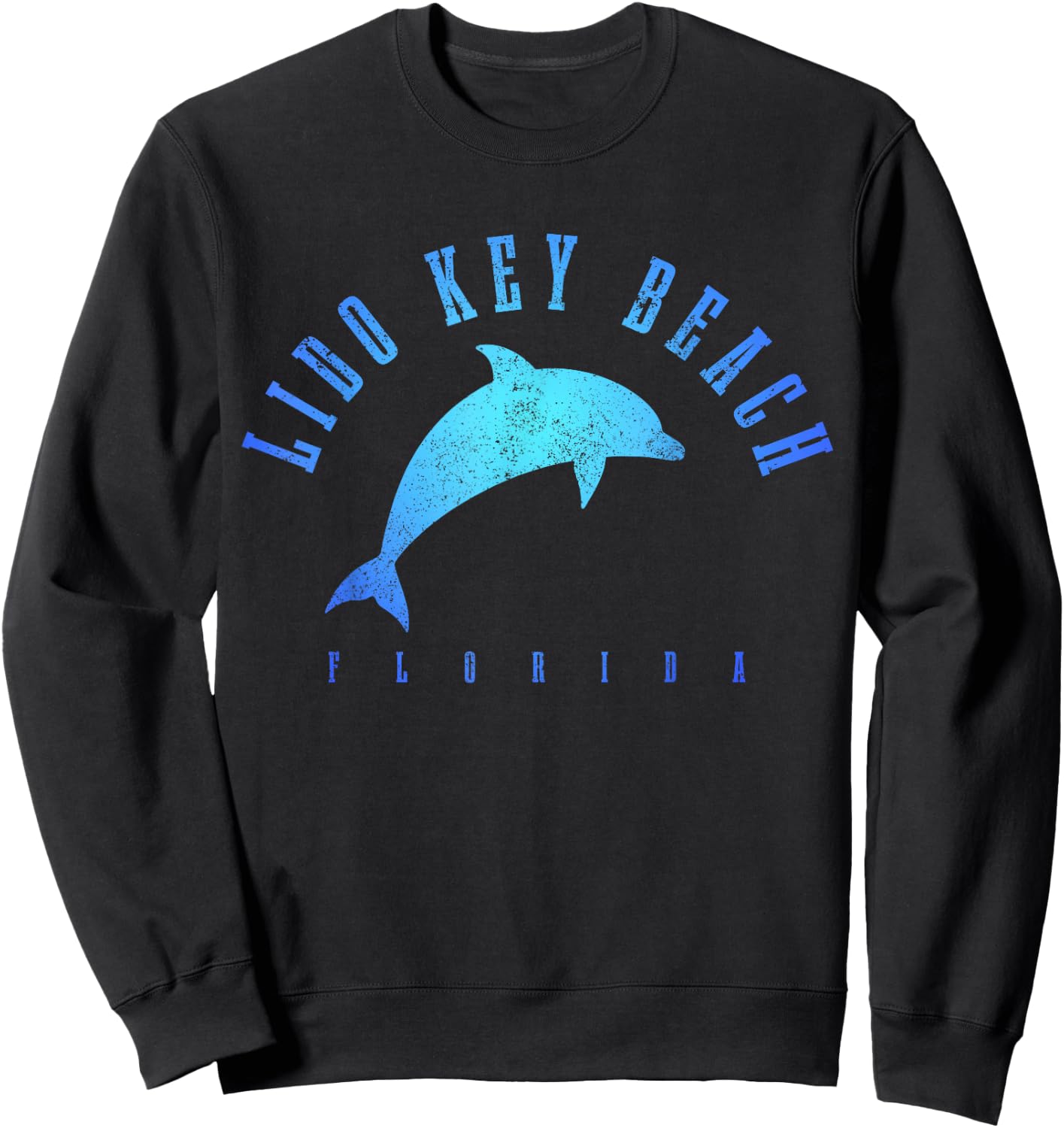 Lido Key Beach Florida FL Vintage Dolphin Holiday Sweatshirt - Sweatshirt | Black