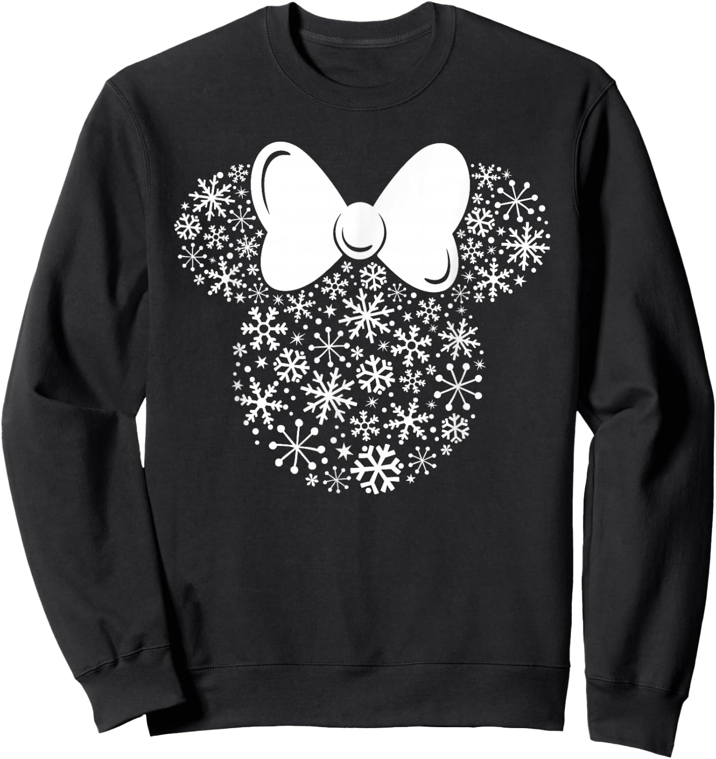 Disney Minnie Mouse Icon Winter Holiday Christmas Snowflakes Sweatshirt - Sweatshirt | Black