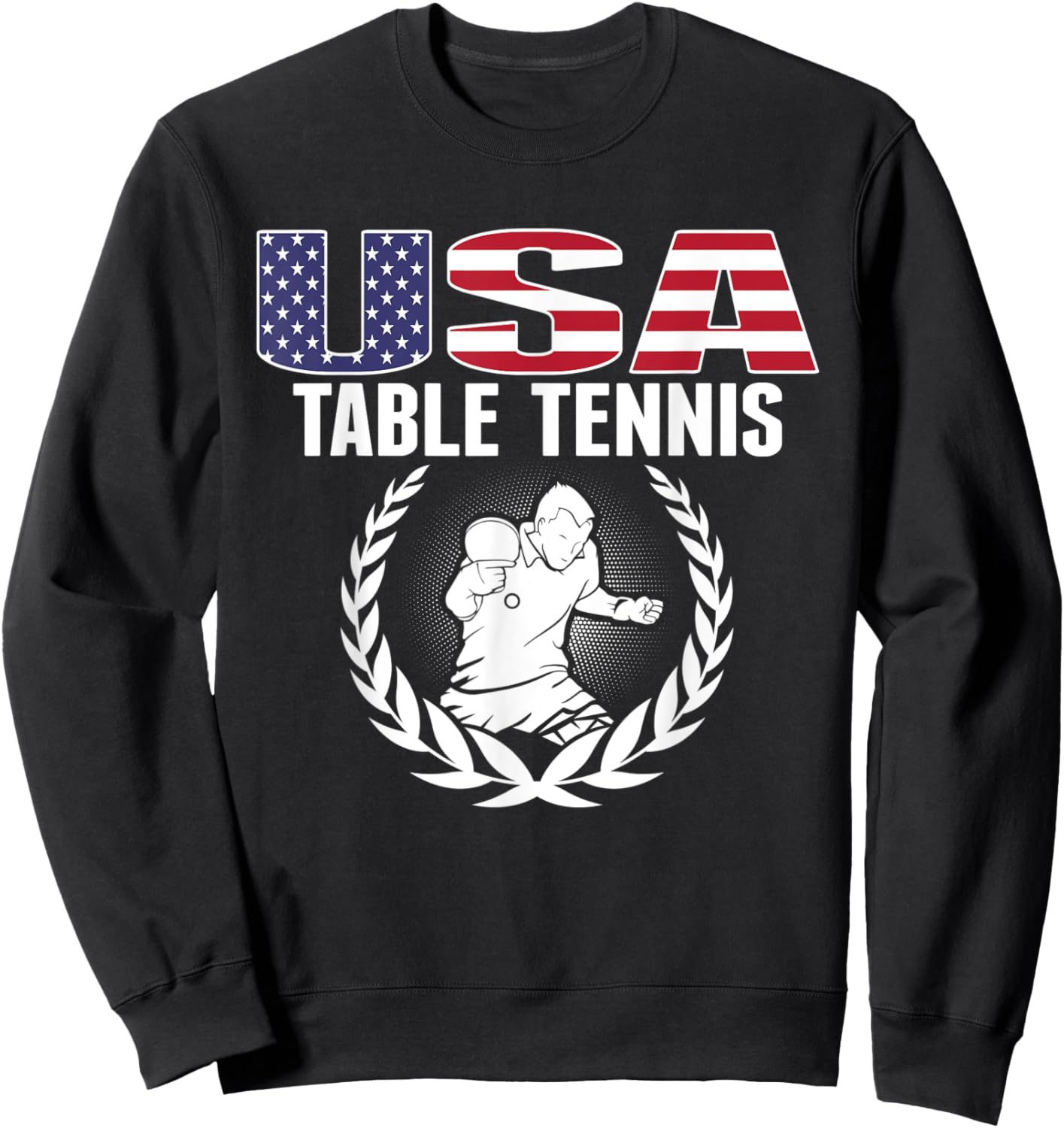 Proud America Table Tennis Lovers Jersey USA Flag Ping Pong Kids Men Sweatshirt - Sweatshirt | Black