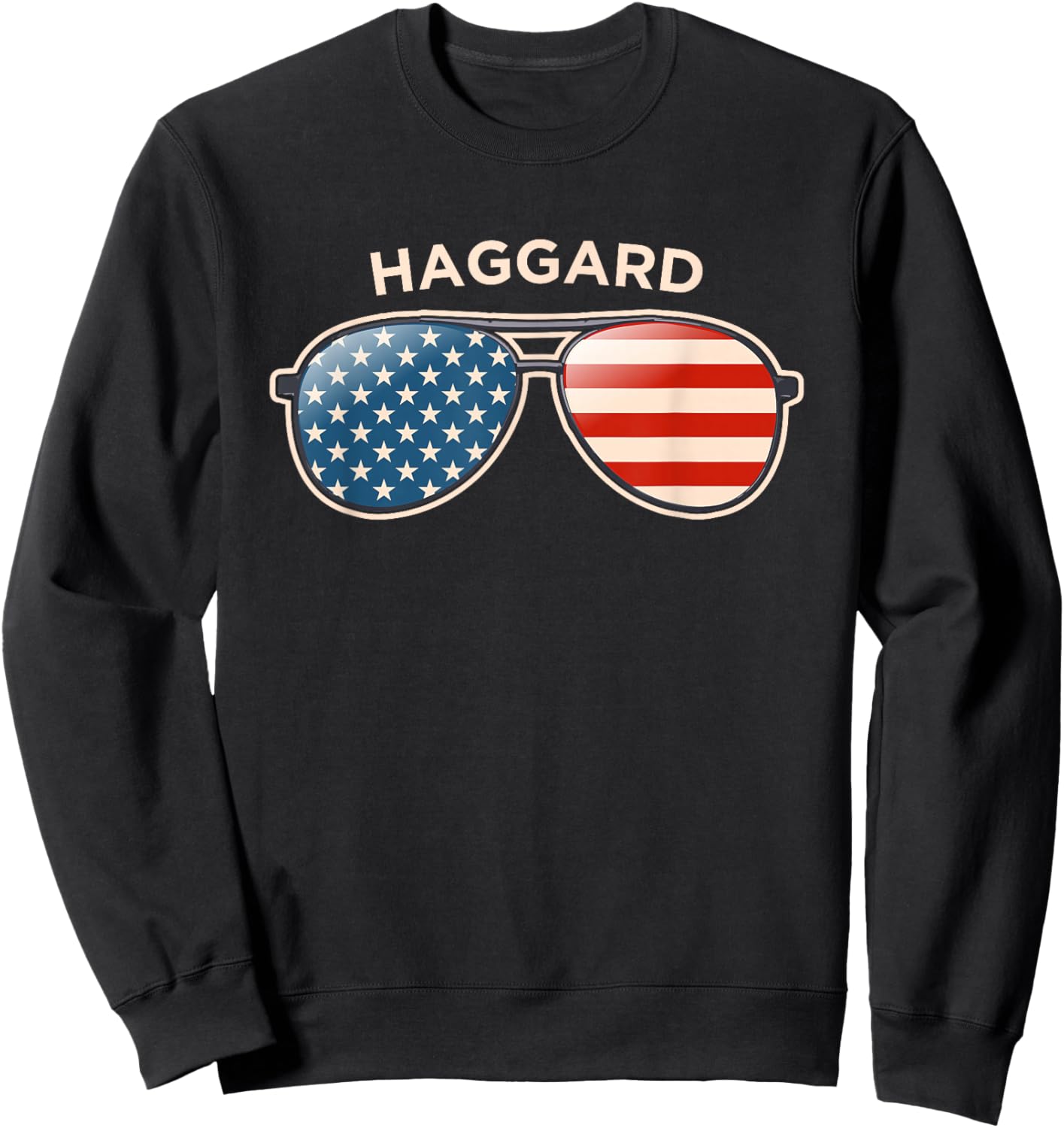 Haggard, KS Vintage US Flag Sunglasses Sweatshirt - Sweatshirt | Black