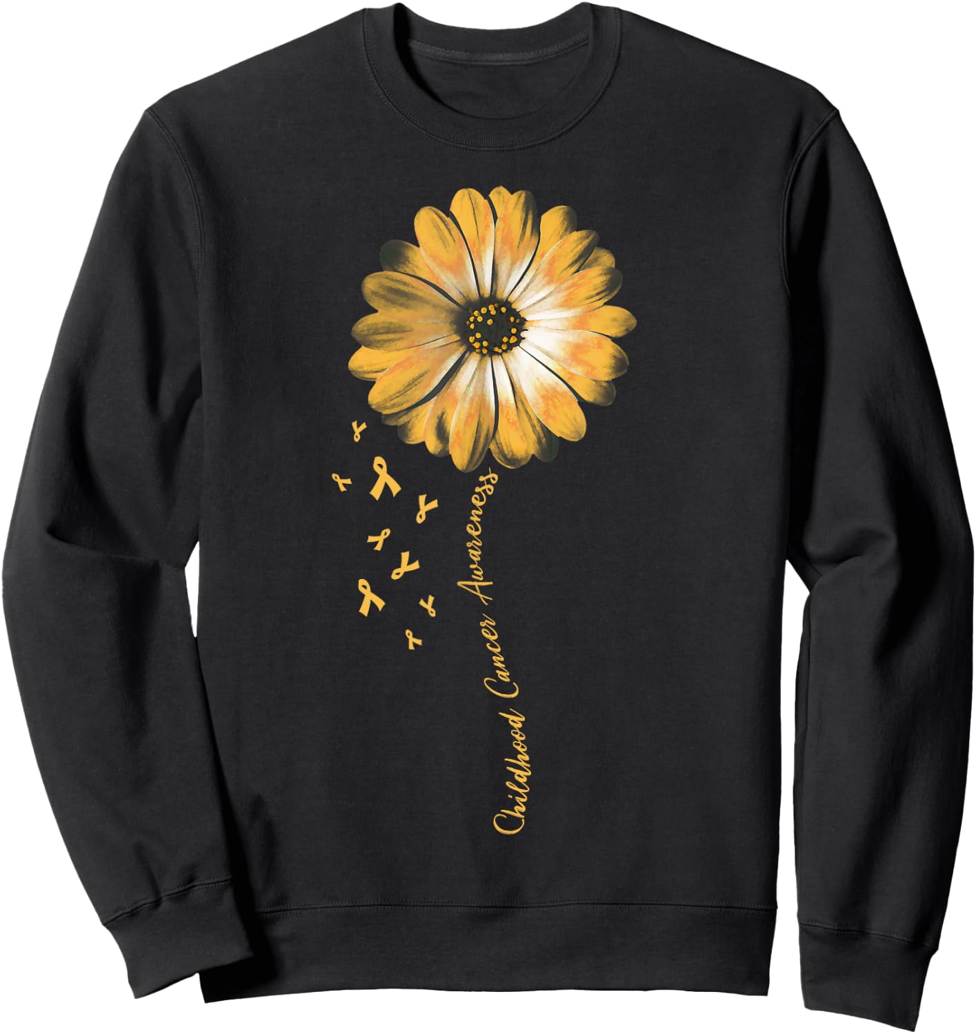 Daisy Flower Childhood Cancer Awareness Gifts Sweatshirt - Sweatshirt | Black