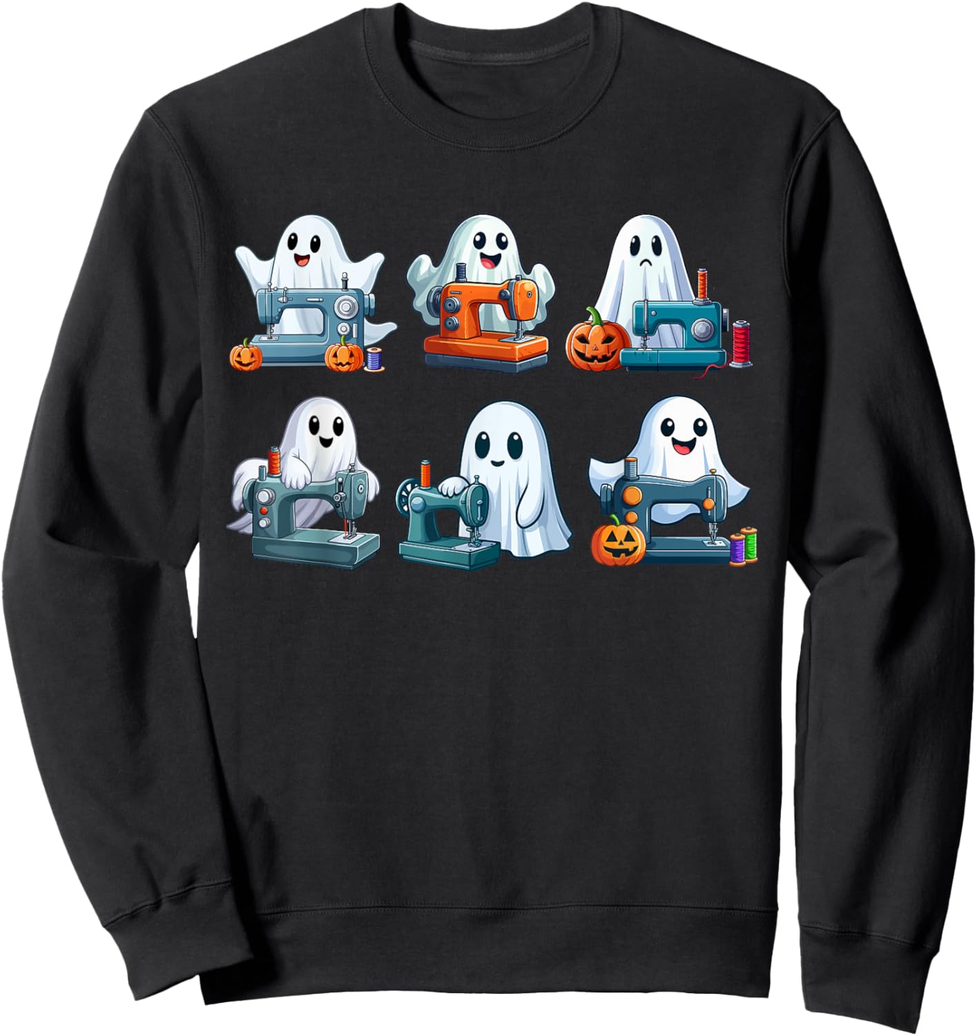 Group Boo Ghosts Sewing Tailor Tools Halloween Job Team Sweatshirt - Sweatshirt | Black
