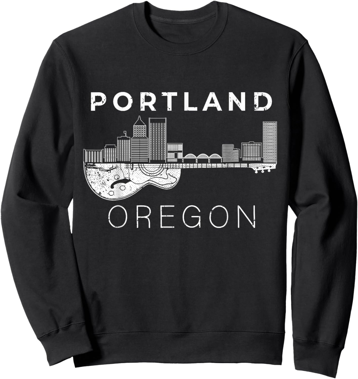 Portland Souvenir Men Oregon Lover Music Guitar Sweatshirt - Sweatshirt | Black