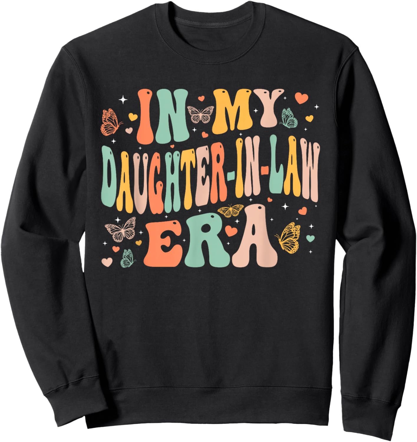 Retro Groovy In My Daughter-In-Law Era Mother's Day Girls Sweatshirt - Sweatshirt | Black