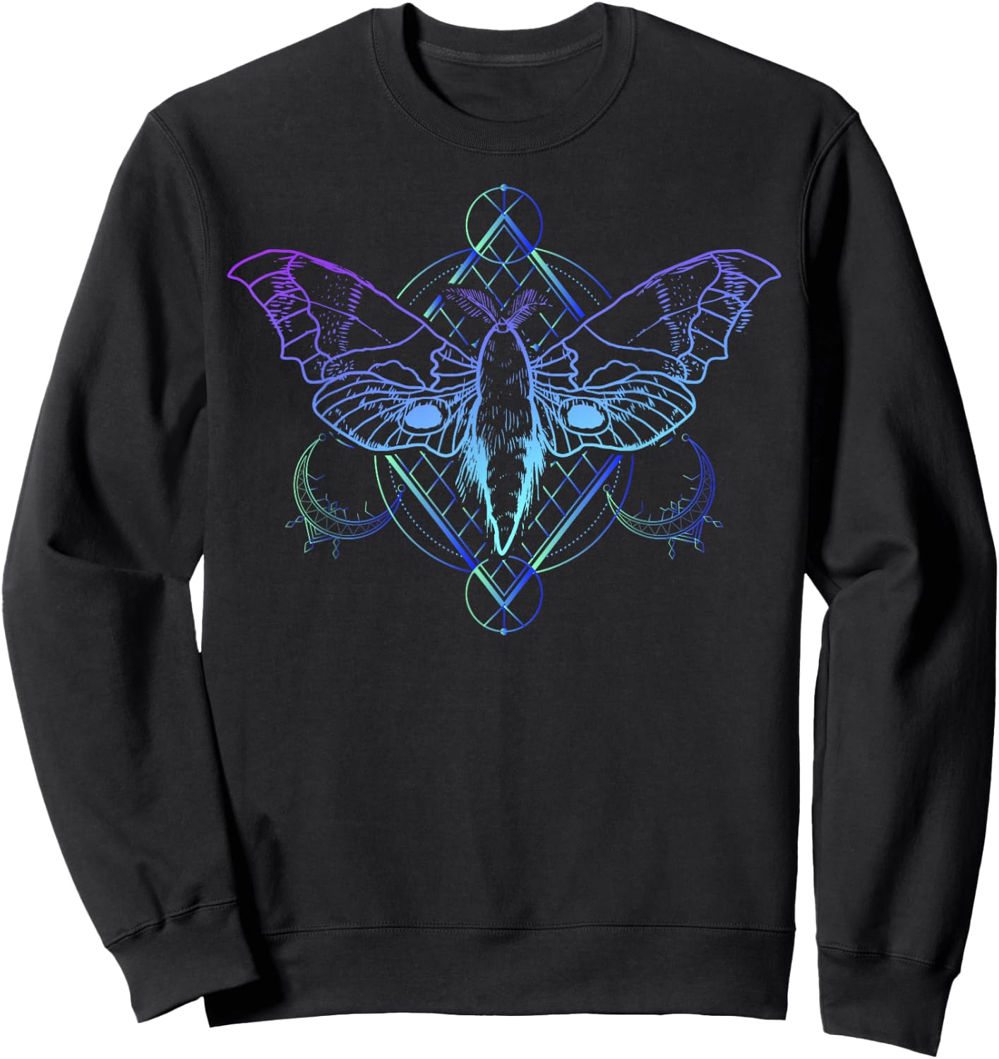 Goth Moth And Crescent Moon Creepy design Gift Goths Sweatshirt - Sweatshirt | Black