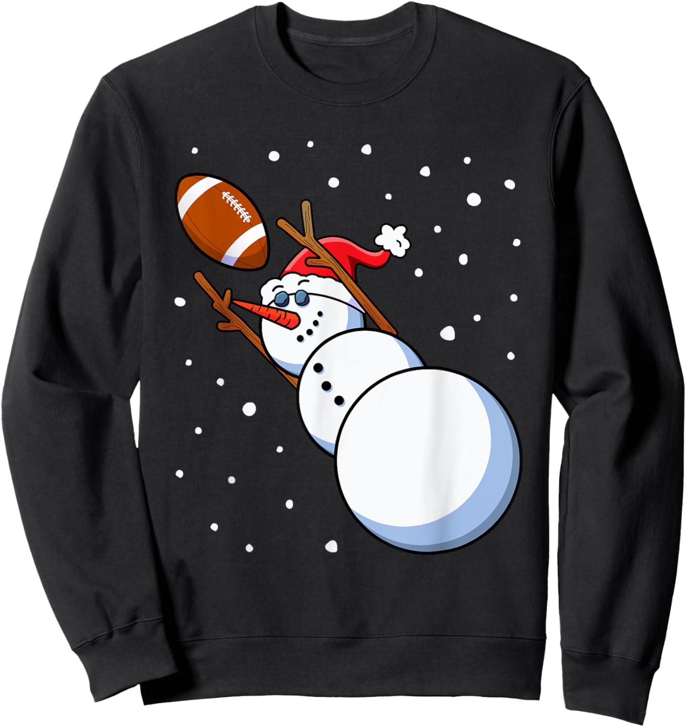 Snowman Football Player Santa Hat Men Boys Christmas Sports Sweatshirt - Sweatshirt | Black