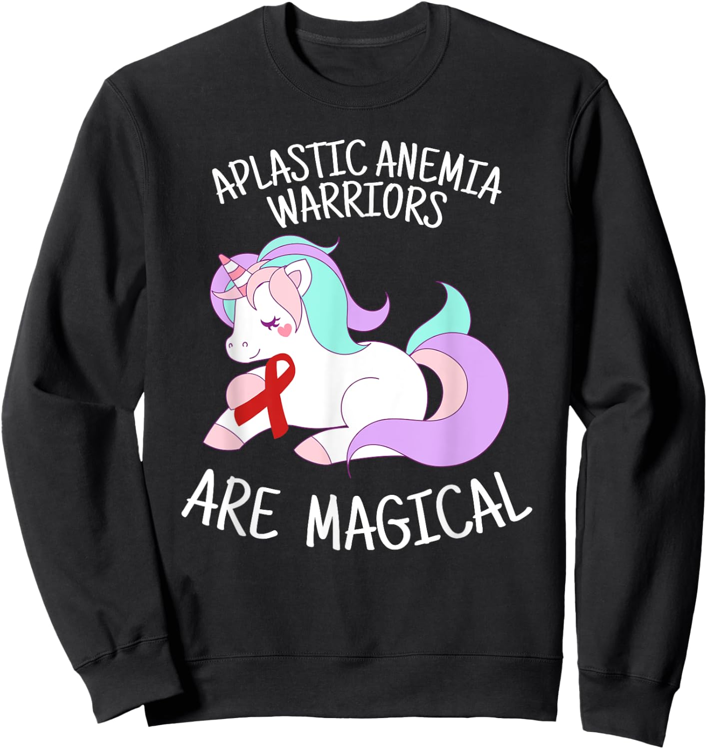Unicorn Aplastic Anemia Warrior, Aplastic Anemia Awareness Sweatshirt - Sweatshirt | Black