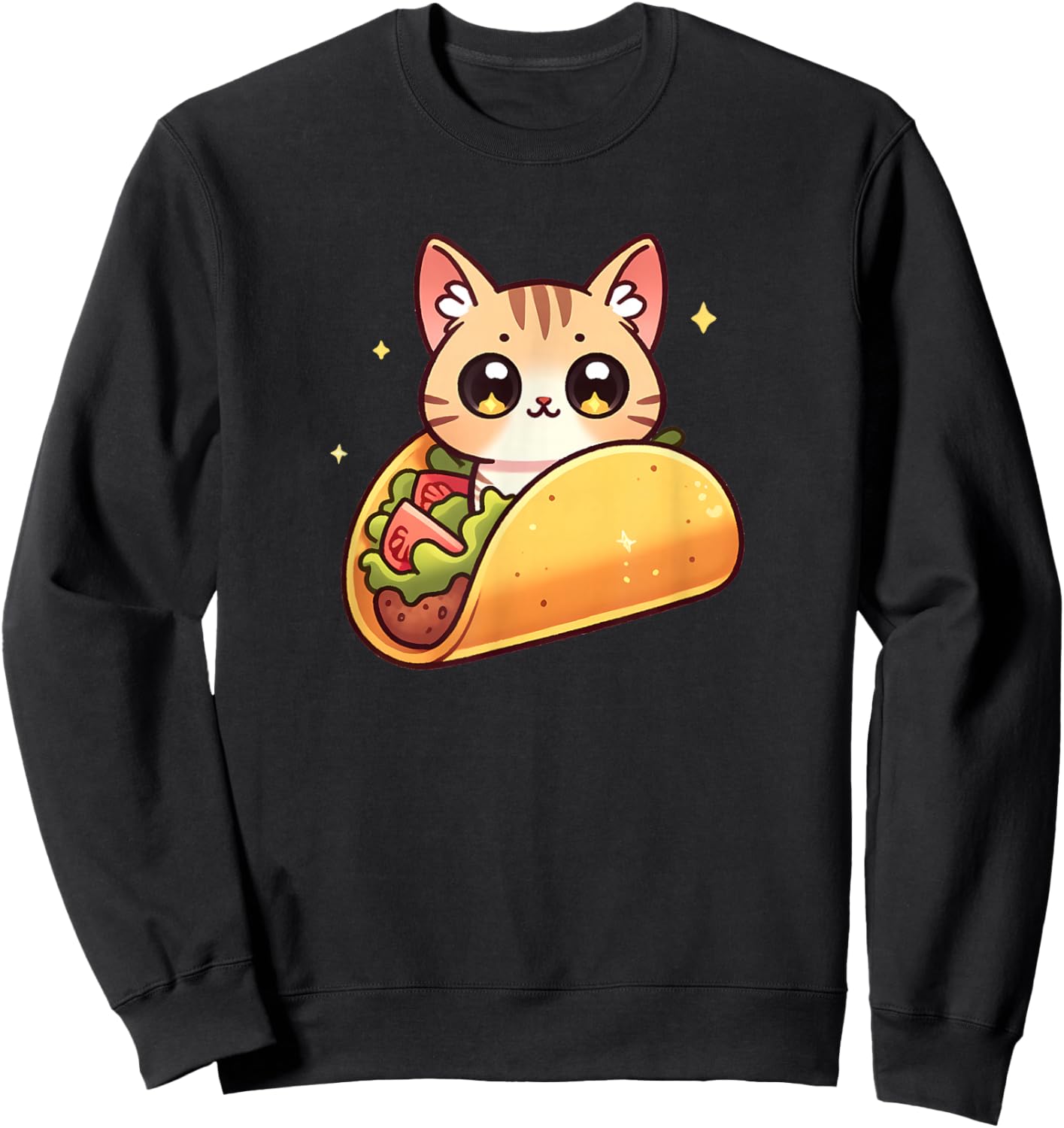 Cute Taco Cat Funny Kawaii Food Sweatshirt - Sweatshirt | Black