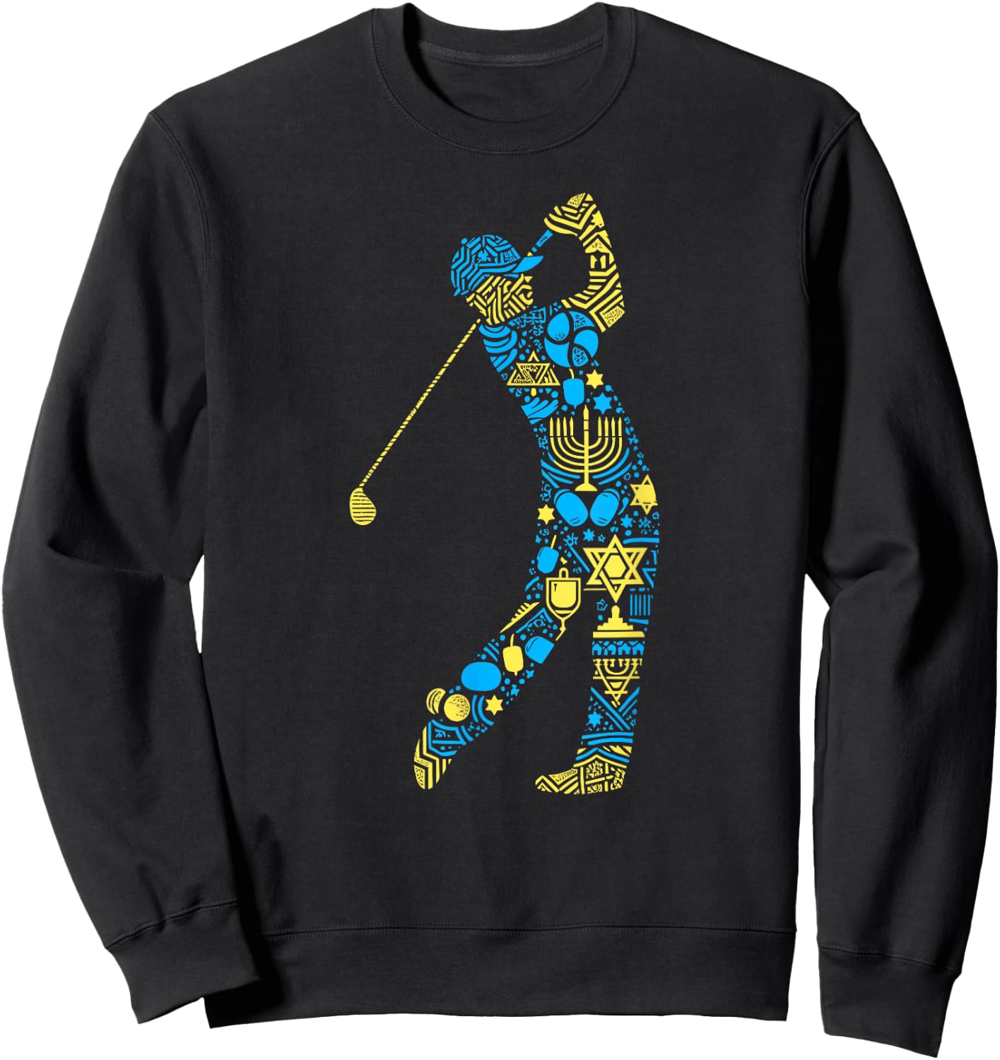 Golf Player Menorah Dreidel Jewish Hanukkah Kids Sweatshirt - Sweatshirt | Black