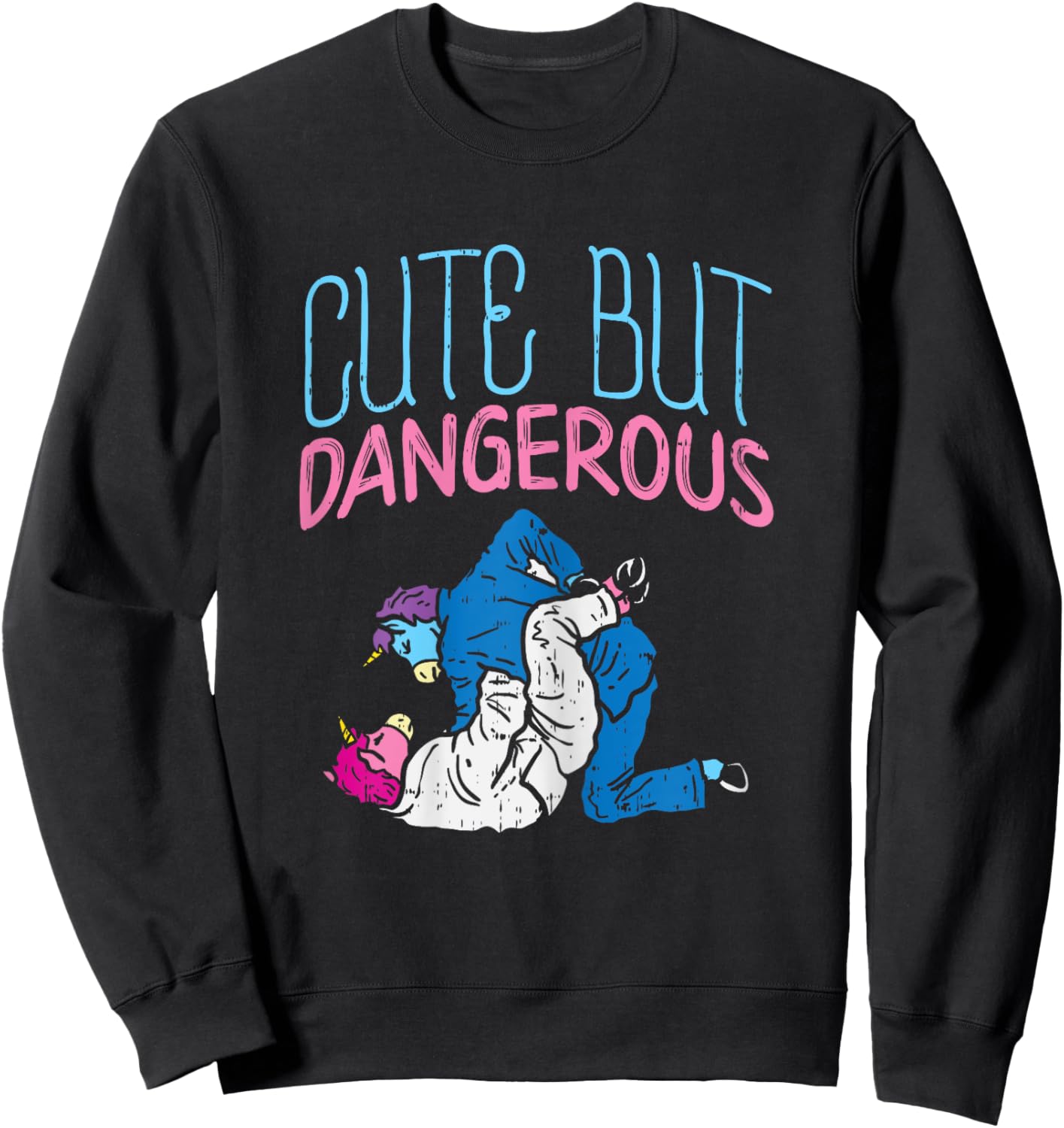 BoredKoalas Cute But Dangerous Jiu Jitsu Unicorn Funny Martial Arts Gift - Women's Black X-Small Modern Cartoon Sweatshirt - Sweatshirt | Black
