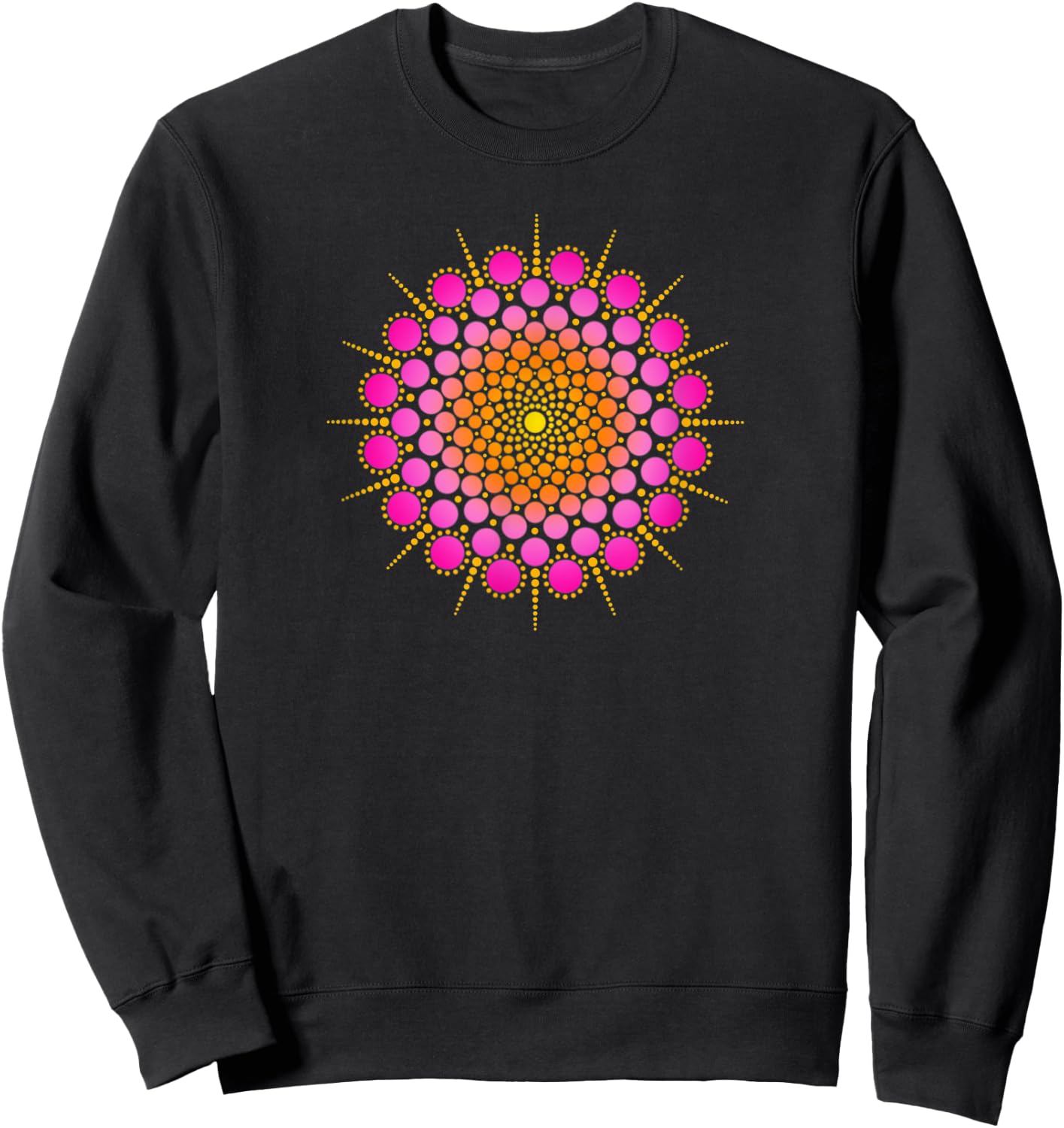 Zen Yoga Meditation Mehndi Dot Mandala Pink Orange Yellow Sweatshirt - Sweatshirt | Black